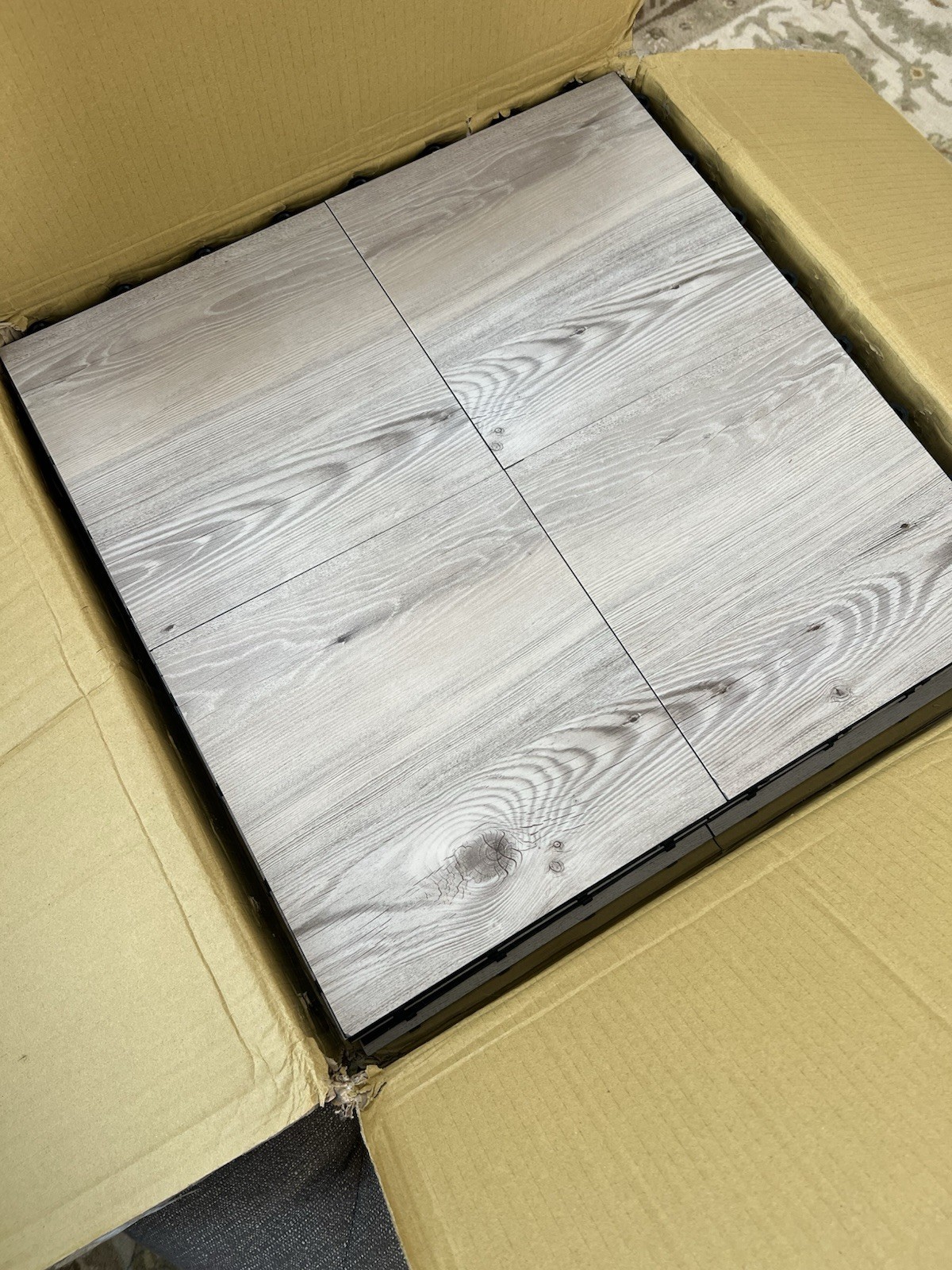 Dance Floor Tiles, Beachwood 12 x 12 in 28 Piece Interlocking Dance Flooring 7×4