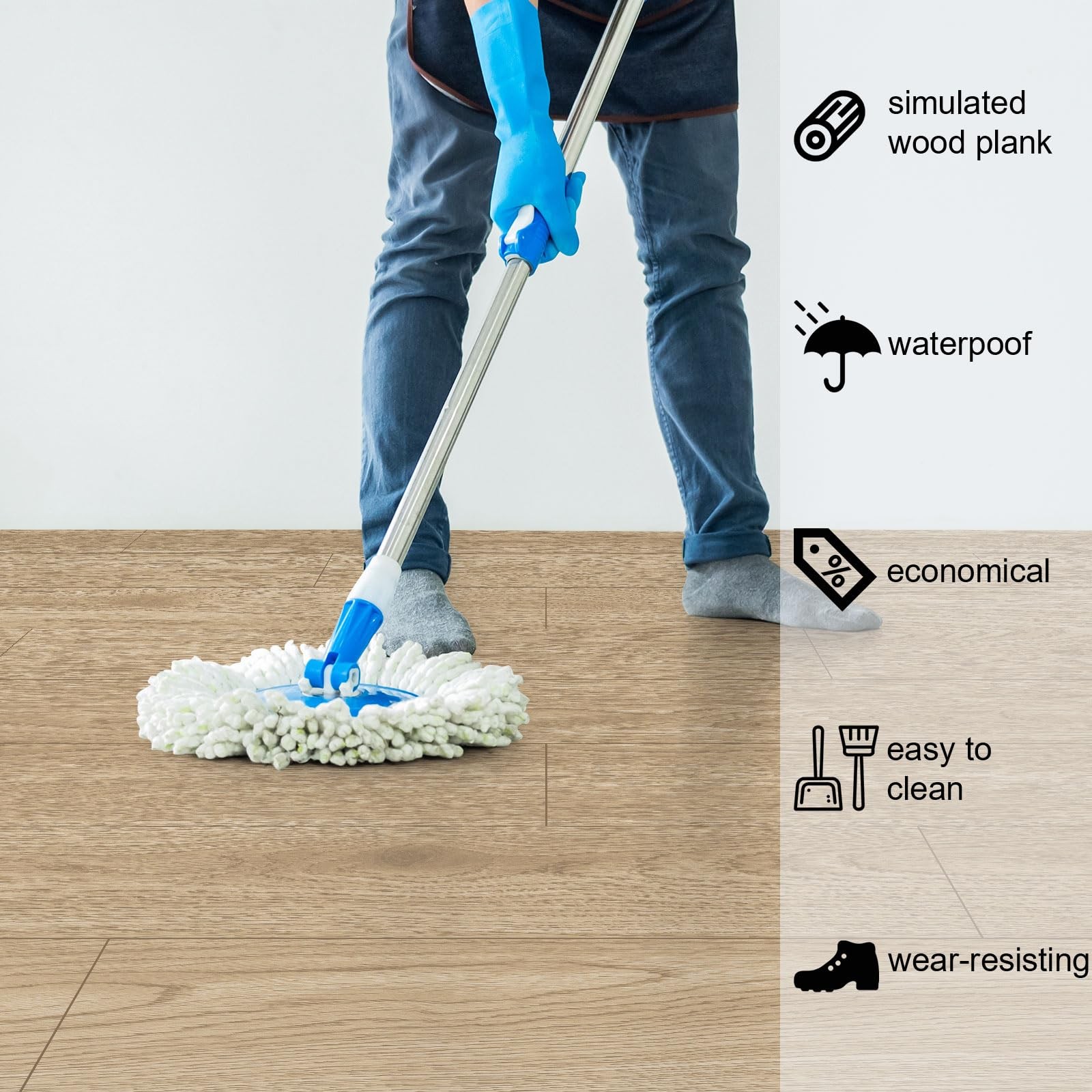 Peel and Stick Vinyl Flooring Roll 24″x 393″/ 64 Sq.Ft, Self Adhesive Vinyl W…