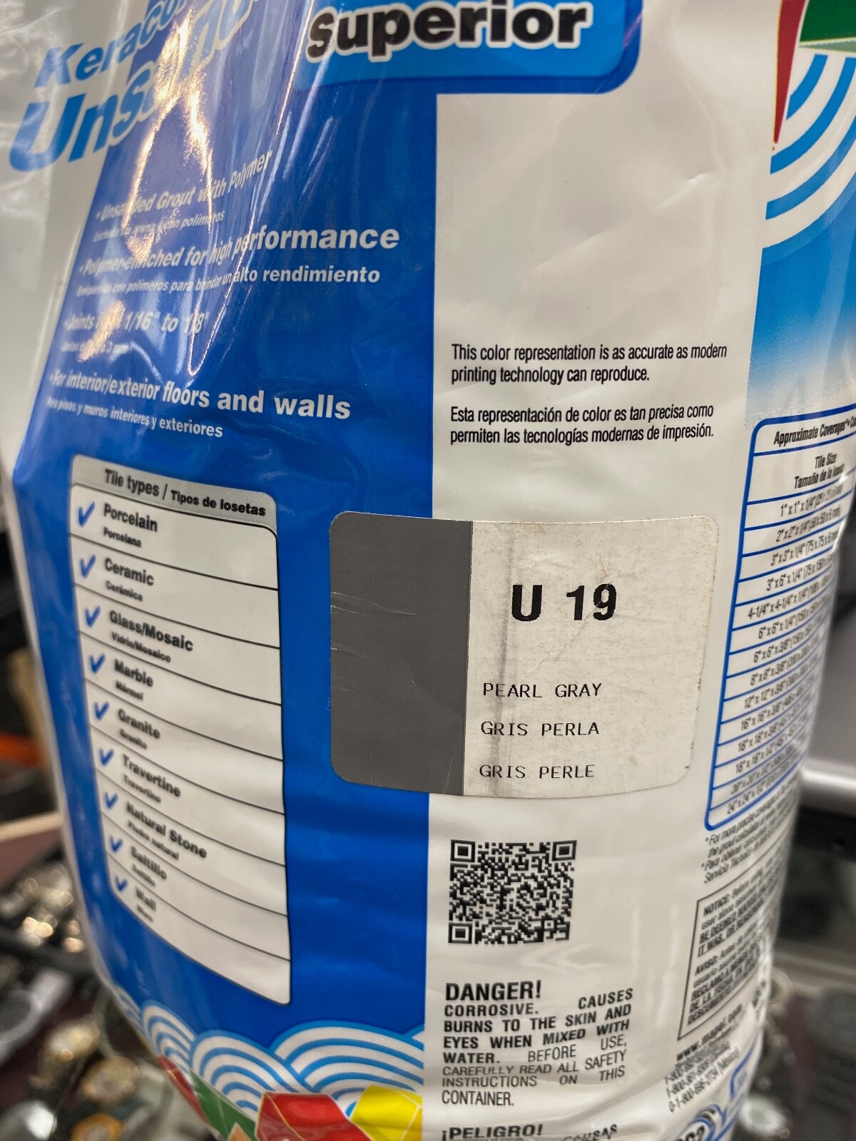Mapei Keracolor U 10lb Bag Premium Unsanded Grout – brand new – Pearl Gray