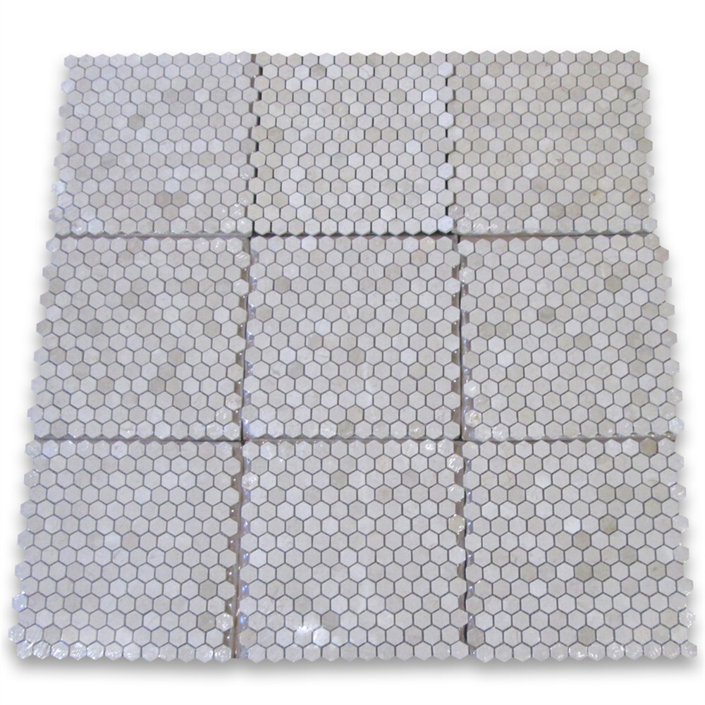 M31XP Crema Marfil Marble 1 inch Hexagon Mosaic Tile Polished
