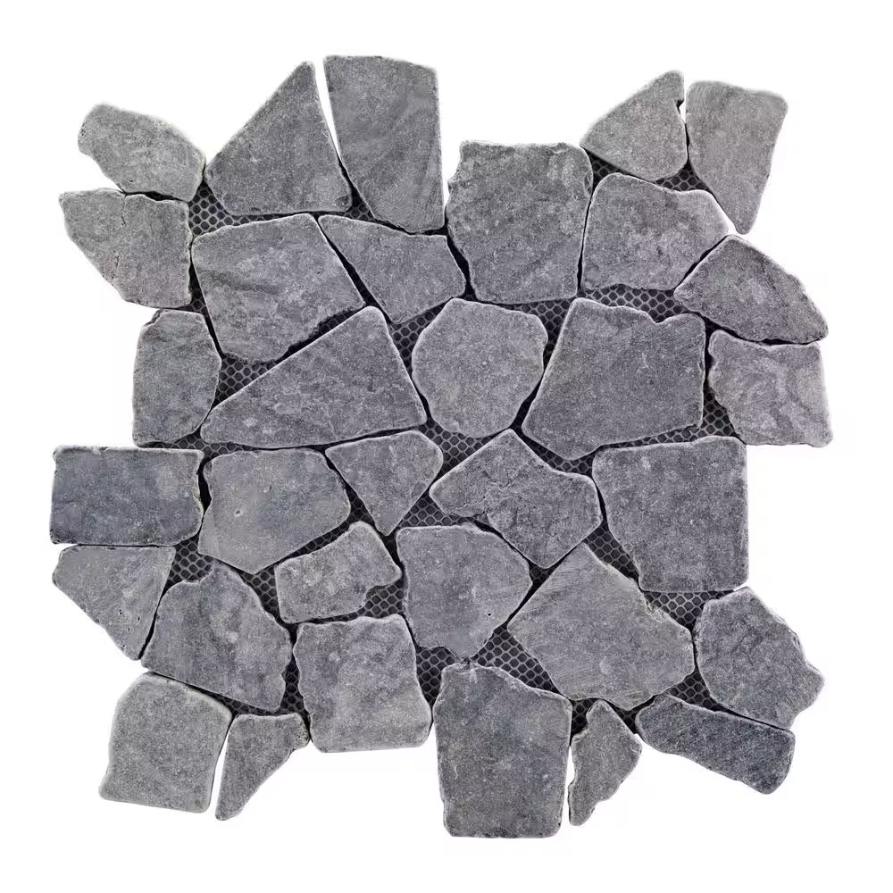 Full Eclectic 18 In. X 18 In. Stone Grey Marble Tumbled Wall and Floor Tile (10.