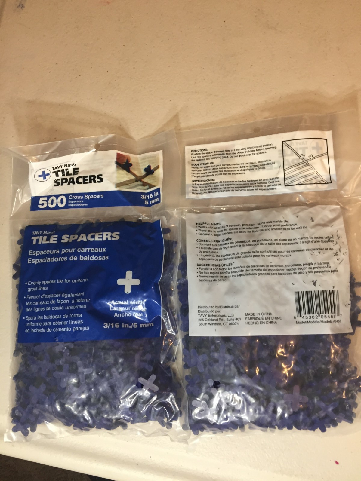 Tavy Basix Cross Plastic Tile Spacer blue 3/16″ 5mm 2 bags / 1000 pieces