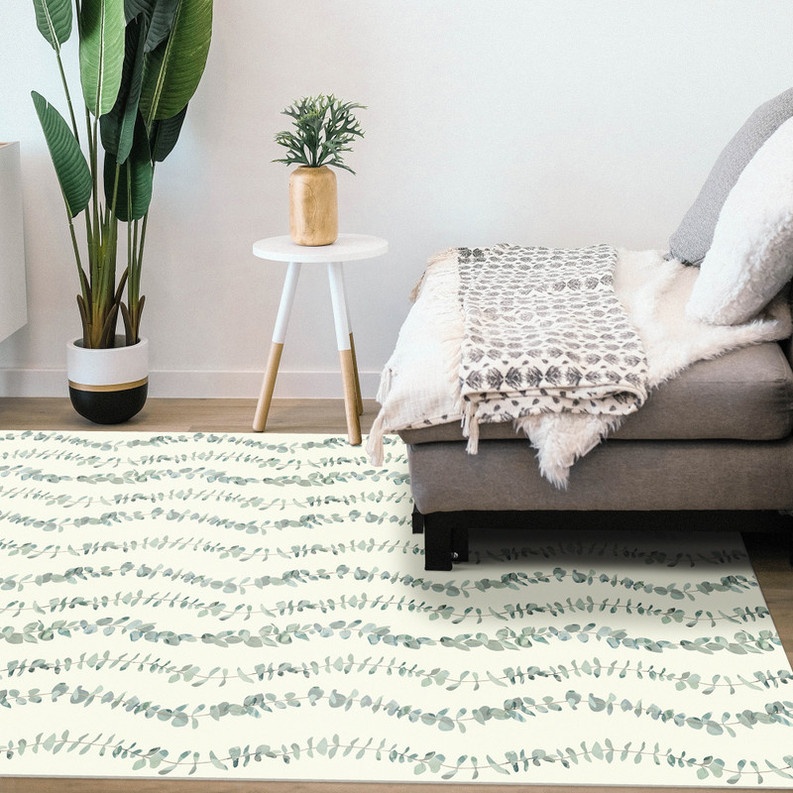 Eucalyptus Botanical Non-Slip Indoor/Outdoor Rug Green//Ivory 2′ x 3′