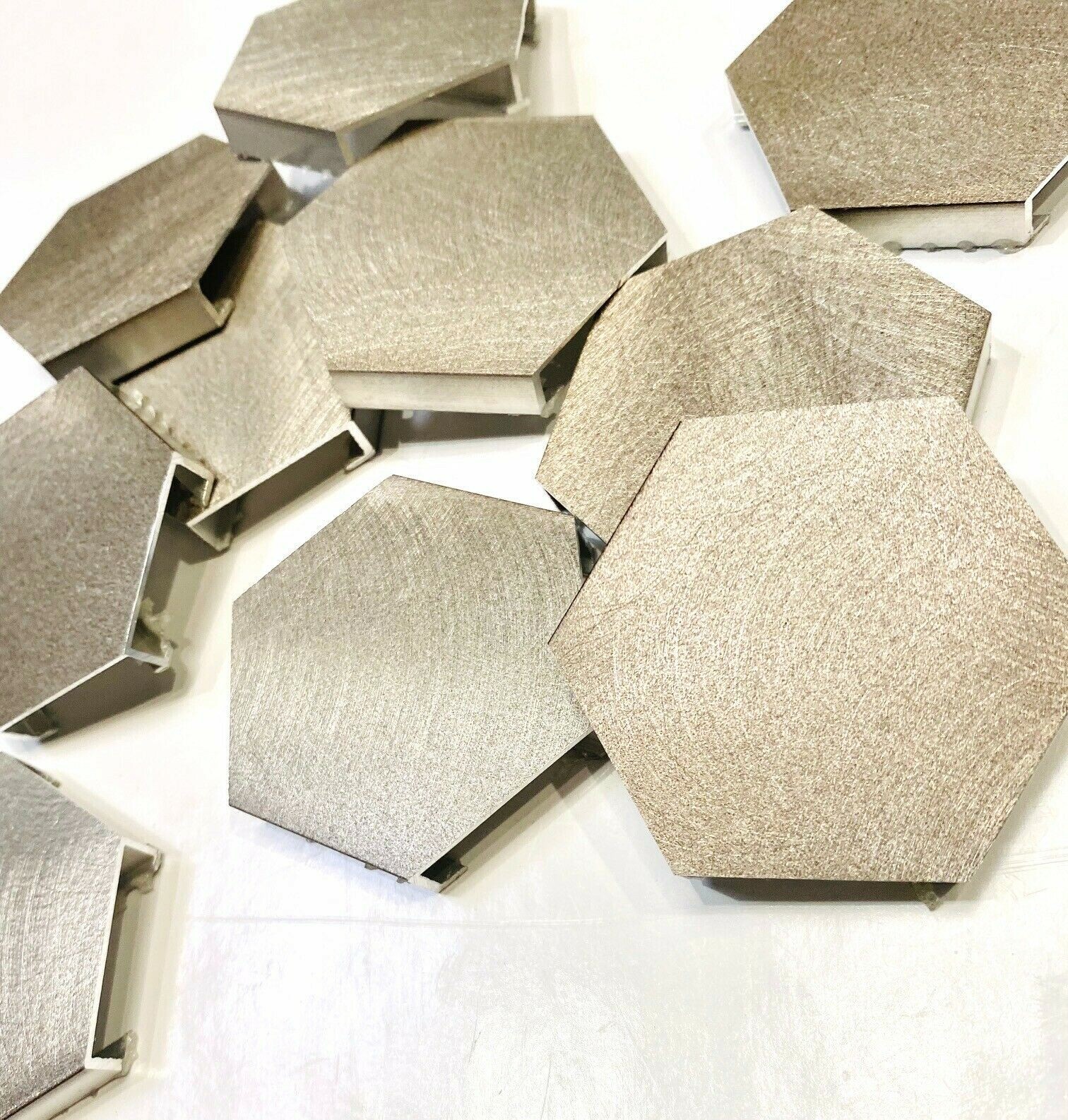 Brushed Aluminum Taupe 2 inch Hexagon Mosaic Arts Crafts Tile (Pack of 10)