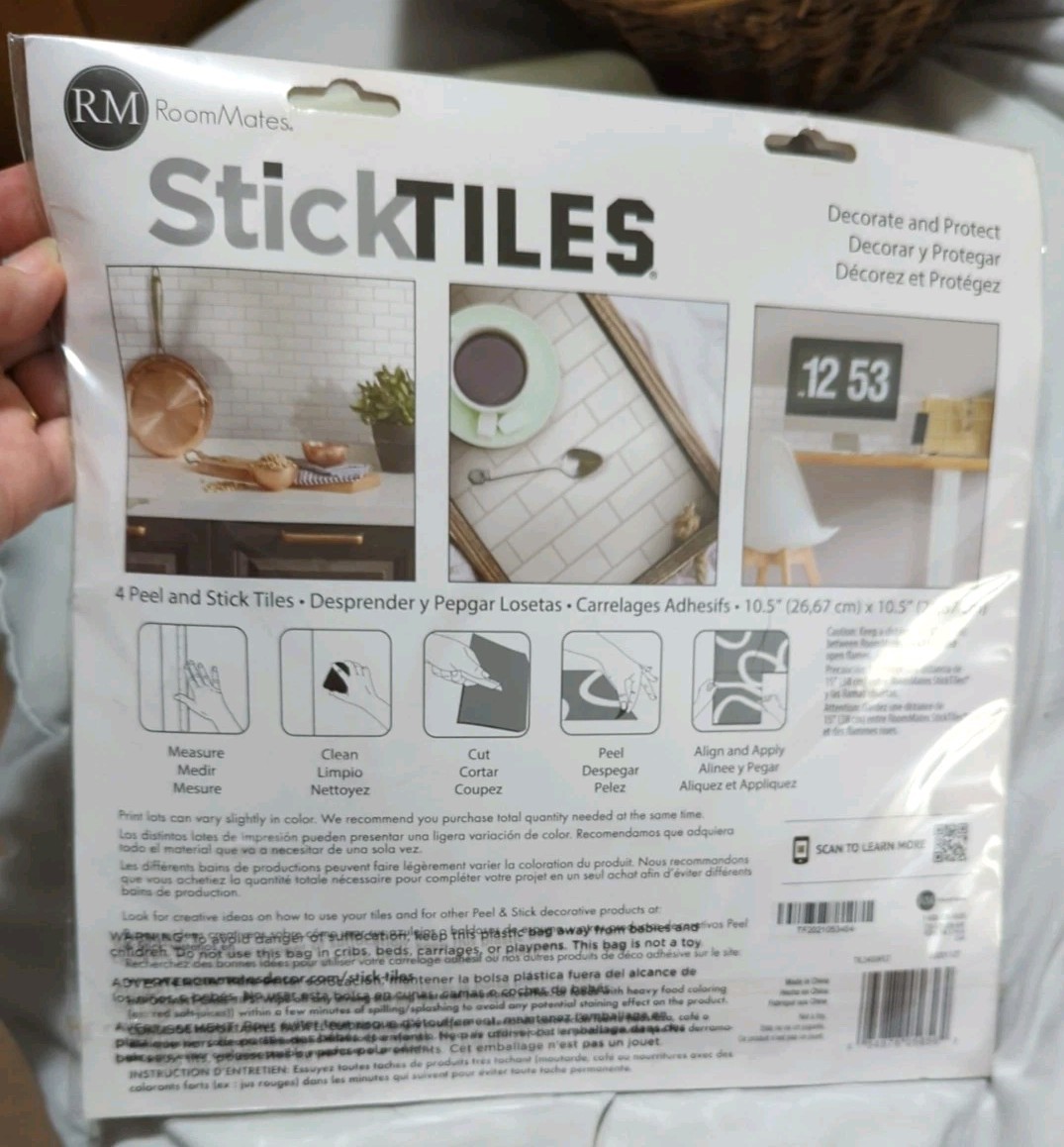 RoomMates 10.5″ x 10.5″ WHITE SUBWAY PEELN’STICK TILES (SET 4 SHEETS) BRAND NEW