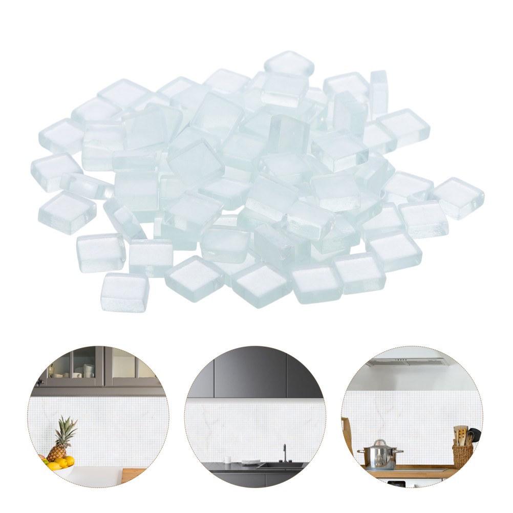 450Pcs Transparent Glass Mosaic Tiles Reusable 1x1cm Squares for Wall Decoration