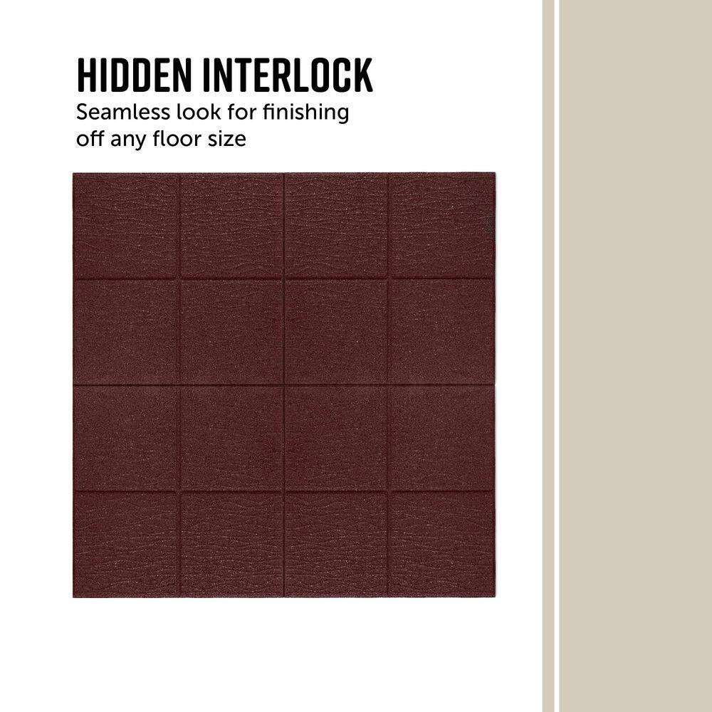 16 In. X 16 In. X 5/8 In. Red Cobblestone Smartloc Rubber Paver (9-Pack)