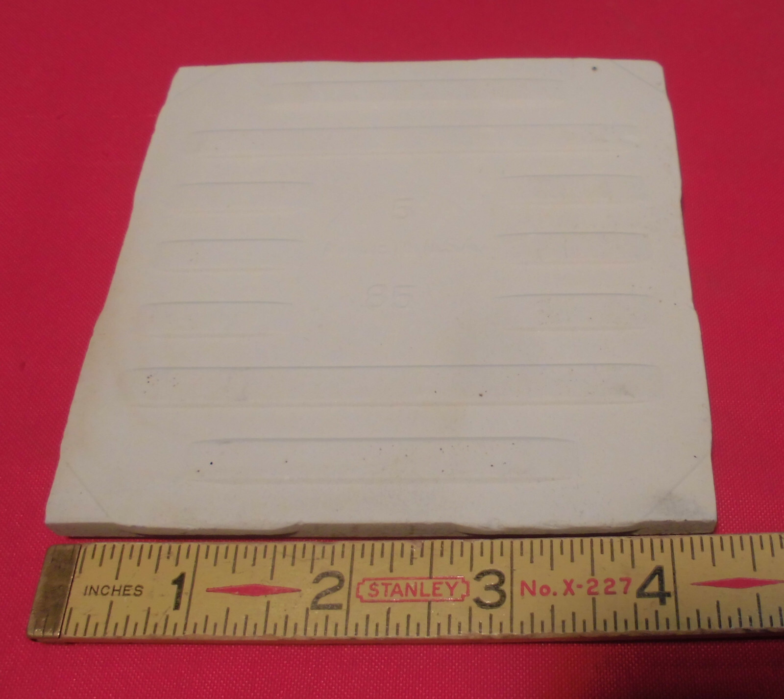 1 pc. Vintage Ceramic Tile *Bayberry Green* 4-5/16″- 4-3/8″ Robertson Co. NOS
