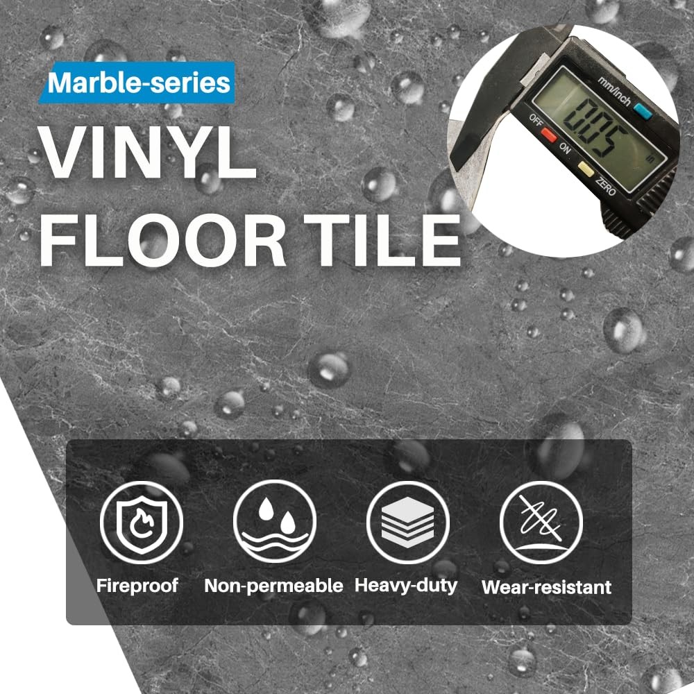 Auxua Marble Pattern 24X 24 Peel And Stick Floor Tiles Large Format Grey 12 –