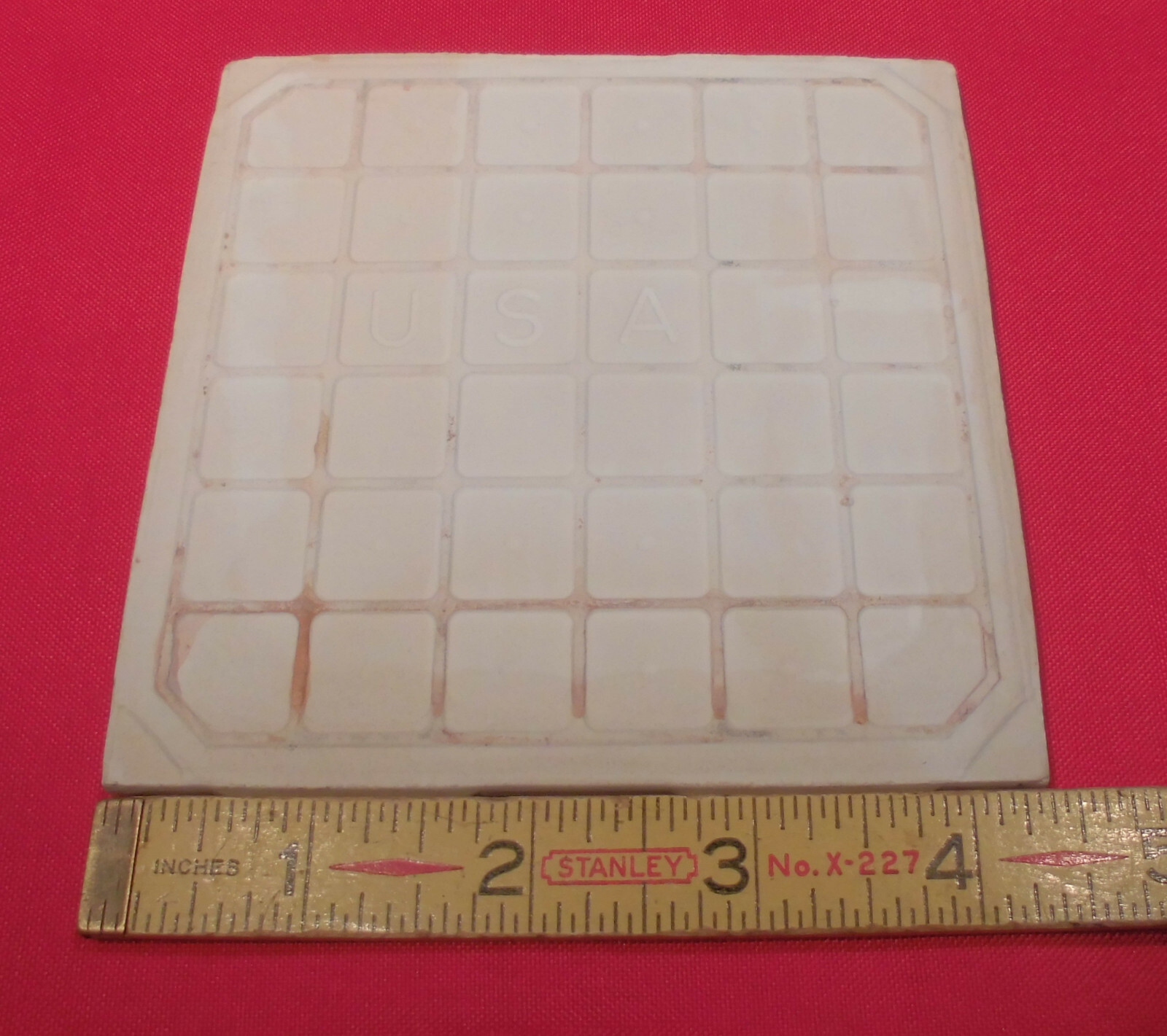 1 pc. 4-3/8″ #1 Glossy White Ceramic Wall Tile by florida tile Co. New Old Stock