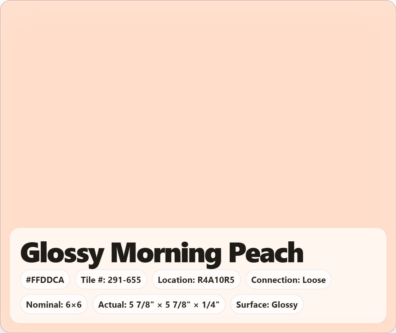 4×4 Tile Glossy Morning Peach Mosaic Wall Remodel Ceramic C#291-655 Sample