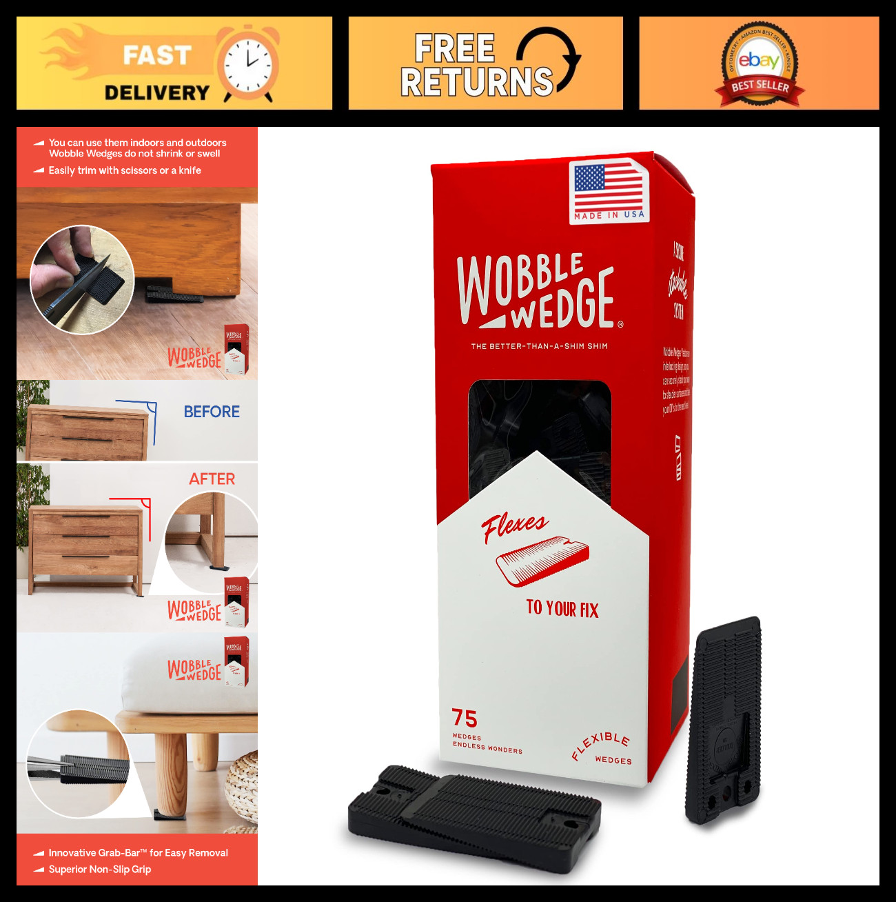 Flexible Plastic Leveling Shims – Home Improvement Furniture & Appliance Wedges