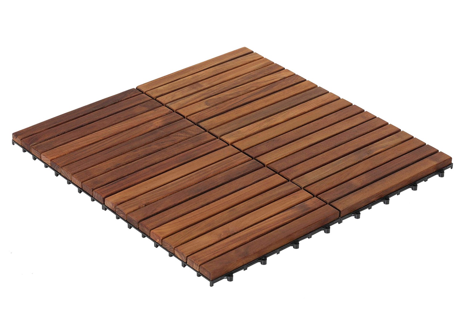 EZ-Floor Interlocking Flooring Tiles in Solid Teak Wood Oiled Finish (Set of …