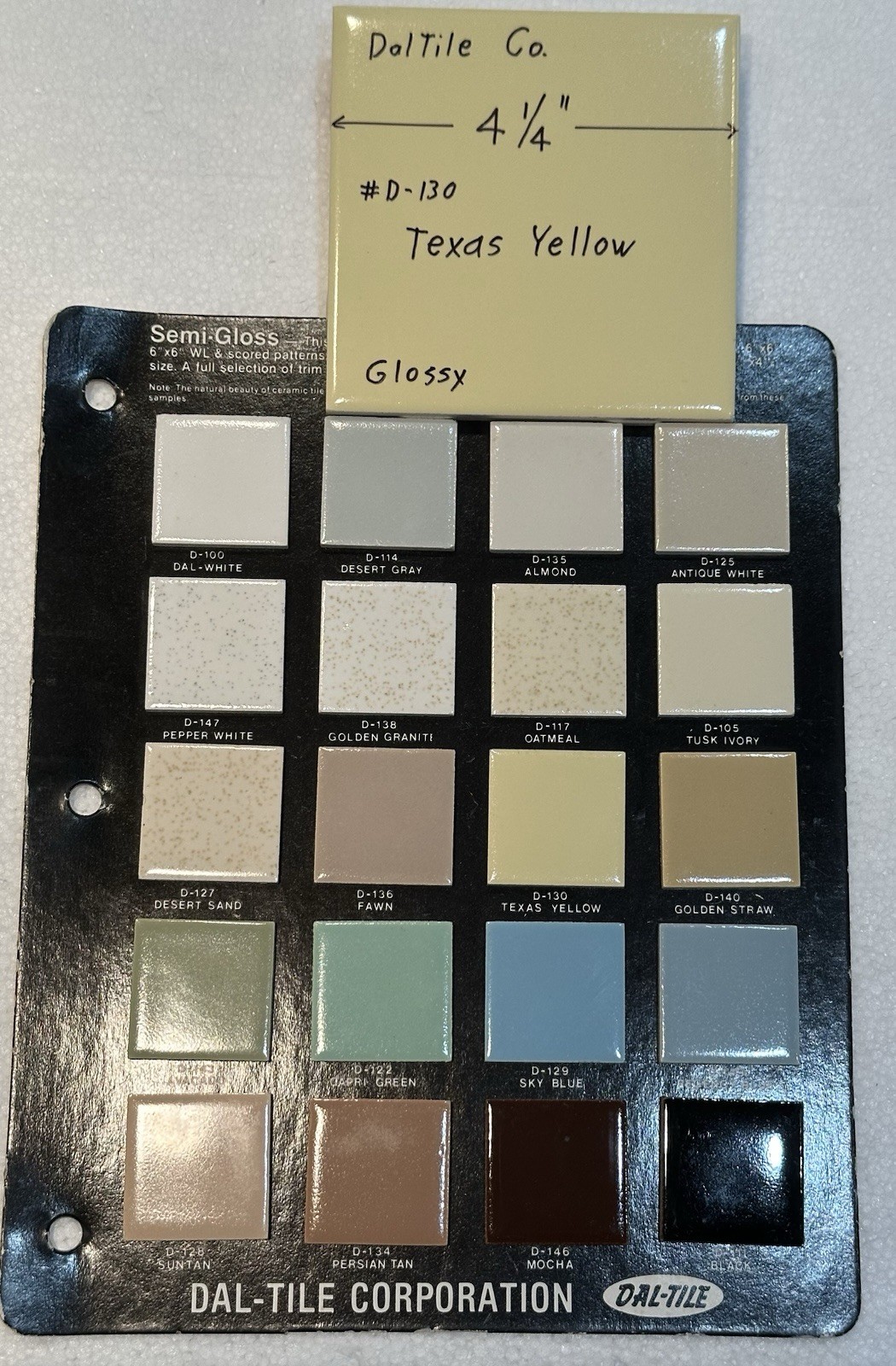 1 pc. Texas Yellow: 4-1/4″ Glossy Ceramic Tile, Made by Daltile Co. in USA, New
