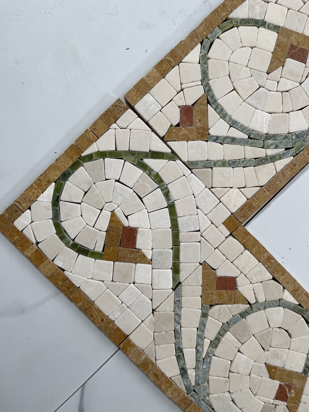 B4693T Marble Mosaic Border Listello Accent Tile Agean Antique 5×14.5 Tumbled