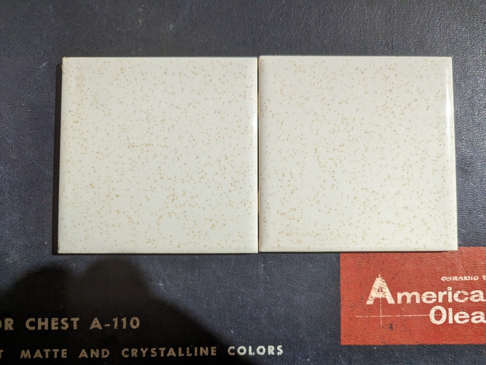 2 pcs American Olean Gloss Gold Mist #48 Gold specks Ceramic Tile 4-1/4″ Square