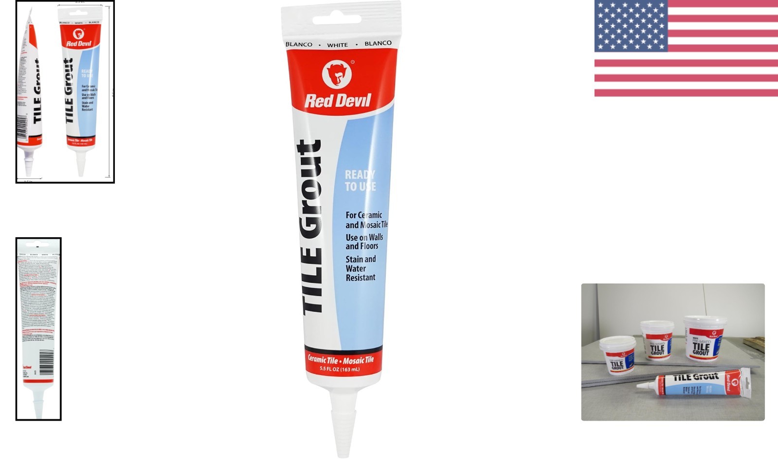 5.5 oz Water-Resistant Tile Grout – Easy Application for Ceramic & Wood