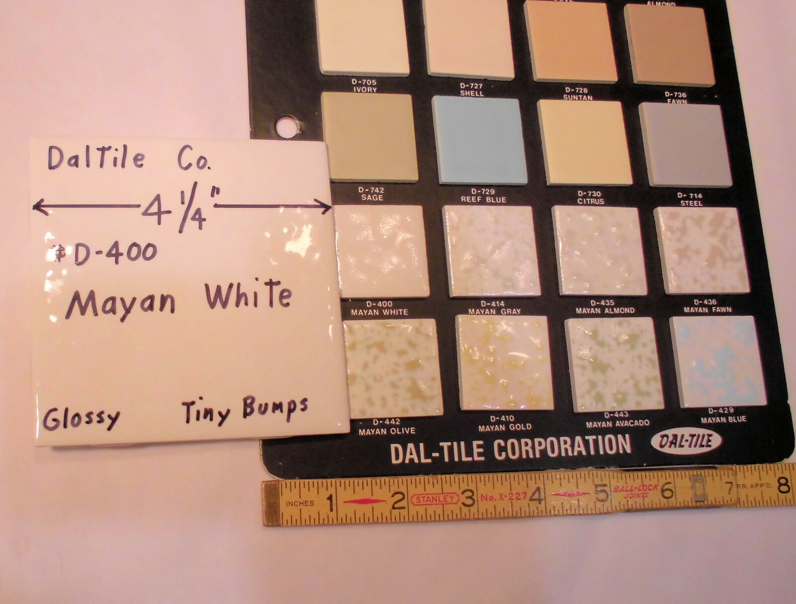1 pc. Mayan White: Glossy Ceramic Tile by Daltile 4-1/4″ Tiny Bumpy, Dimple NEW