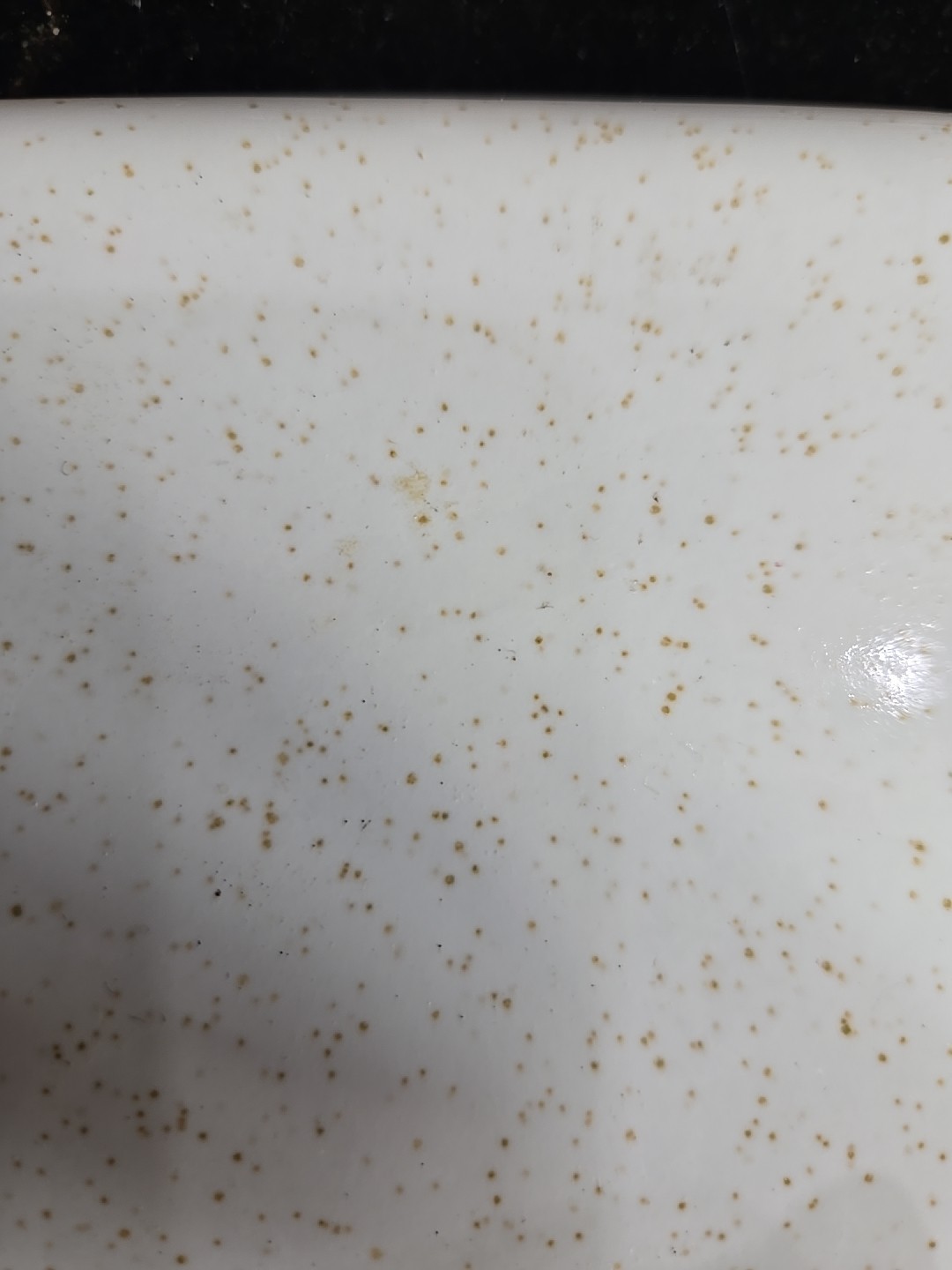 Vintage Ceramic White W/gold Specks Bullnose Tile NOS 4 3/8″ X 4 3/8″