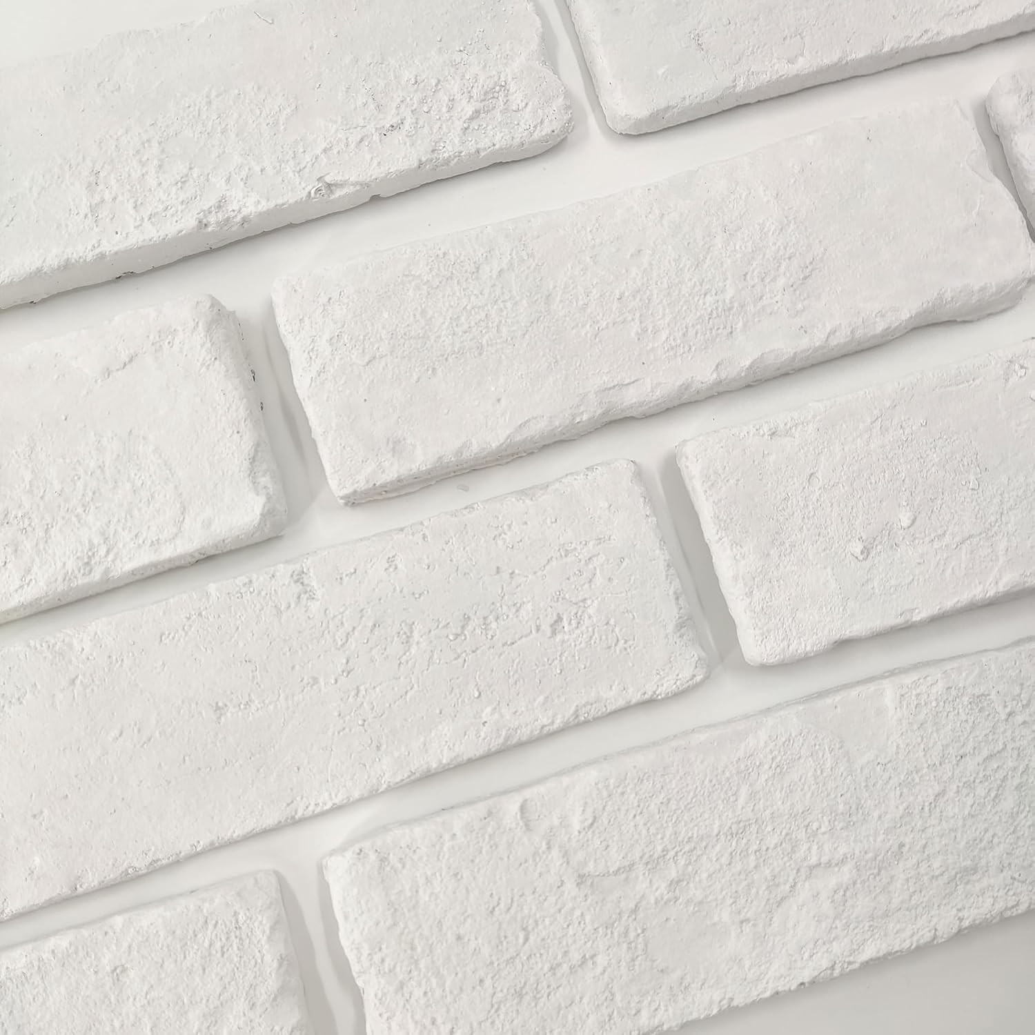 20 Pcs White Thin Brick Veneers, 2.4in x 7.9in 3D Faux Wall Brick for Kitchen Ba