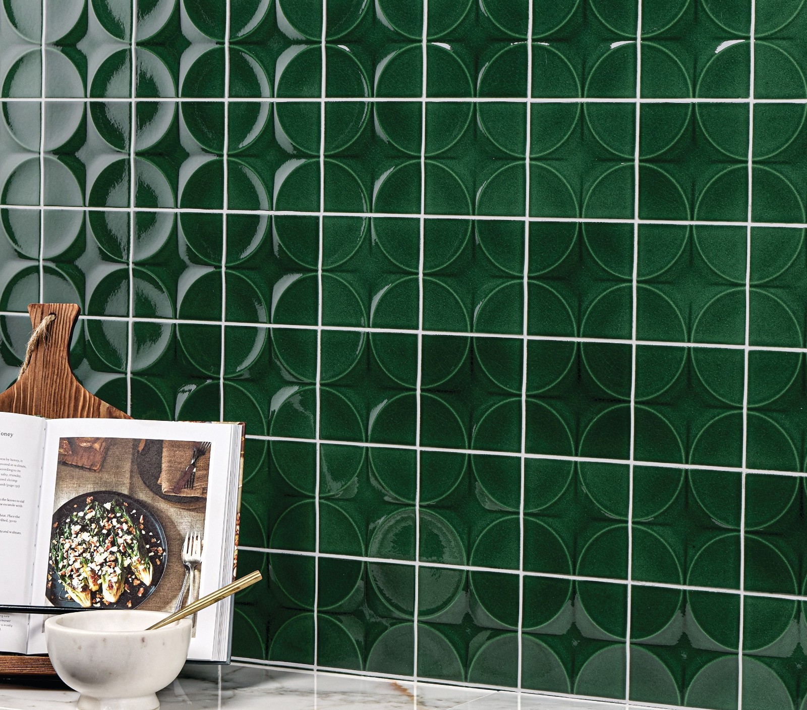 4×4 Wedgwood Virginia Crackle Olive Green Star Shaped Ceramic Wall Tile (1 SF)