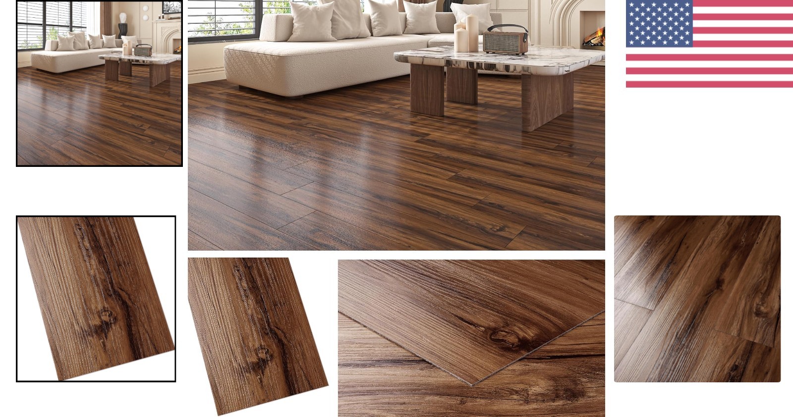 36-Pack Peel and Stick Vinyl Flooring Planks 6×36 Acacia Wood Waterproof