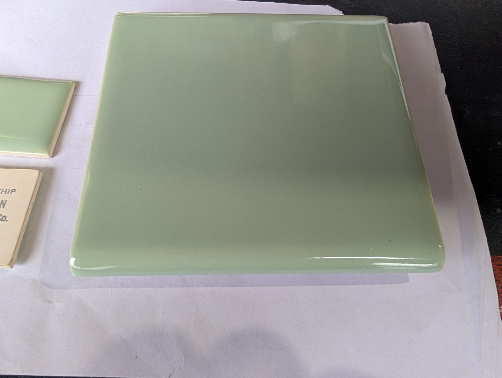 2 Pcs Ceramic Tile #14 Spring Green Double Bullnose Thinset S7449 Parallel Edges