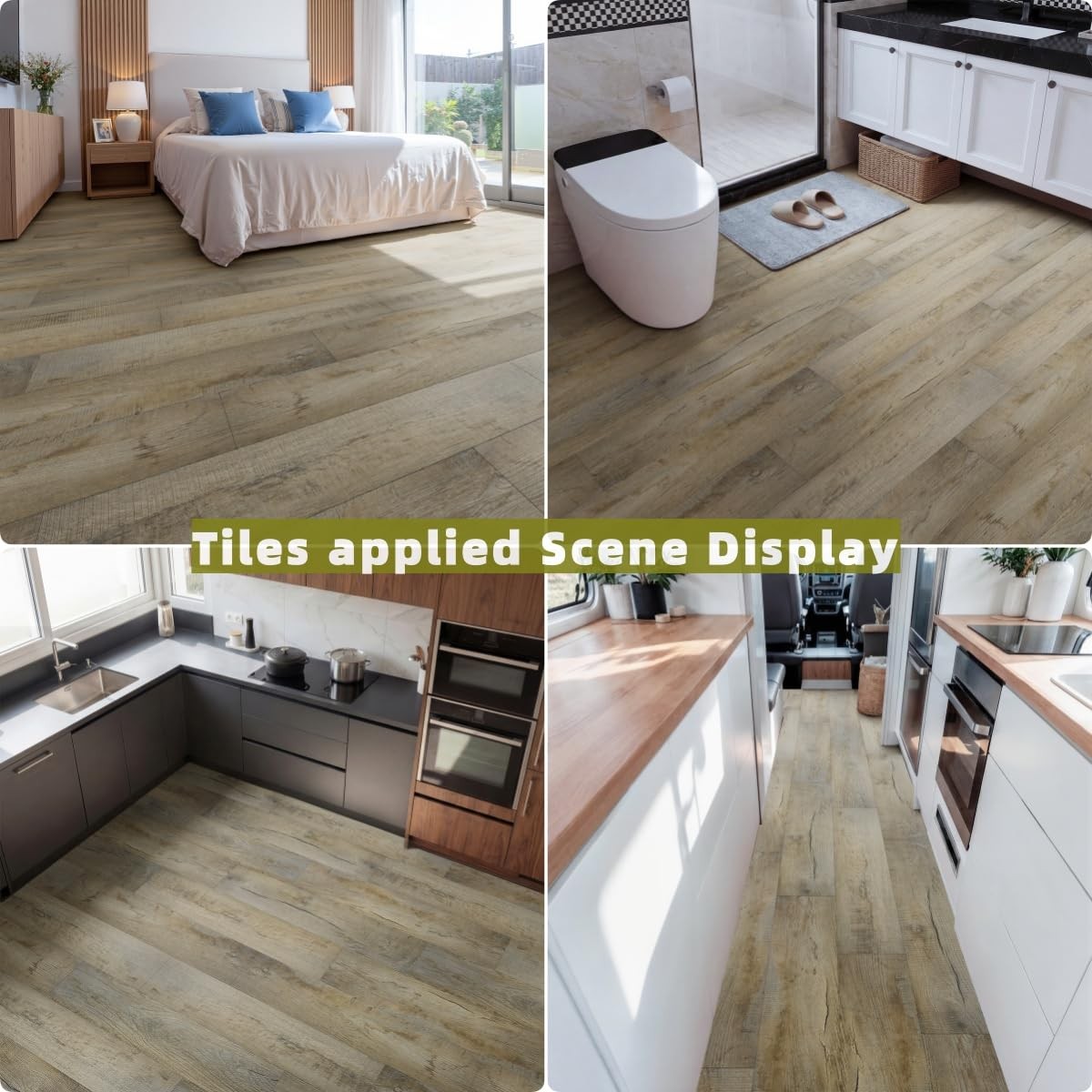 Peel and Stick Vinyl Flooring, 36-Pack 54 Sq.Ft Wood Grain Waterproof Rigid C…