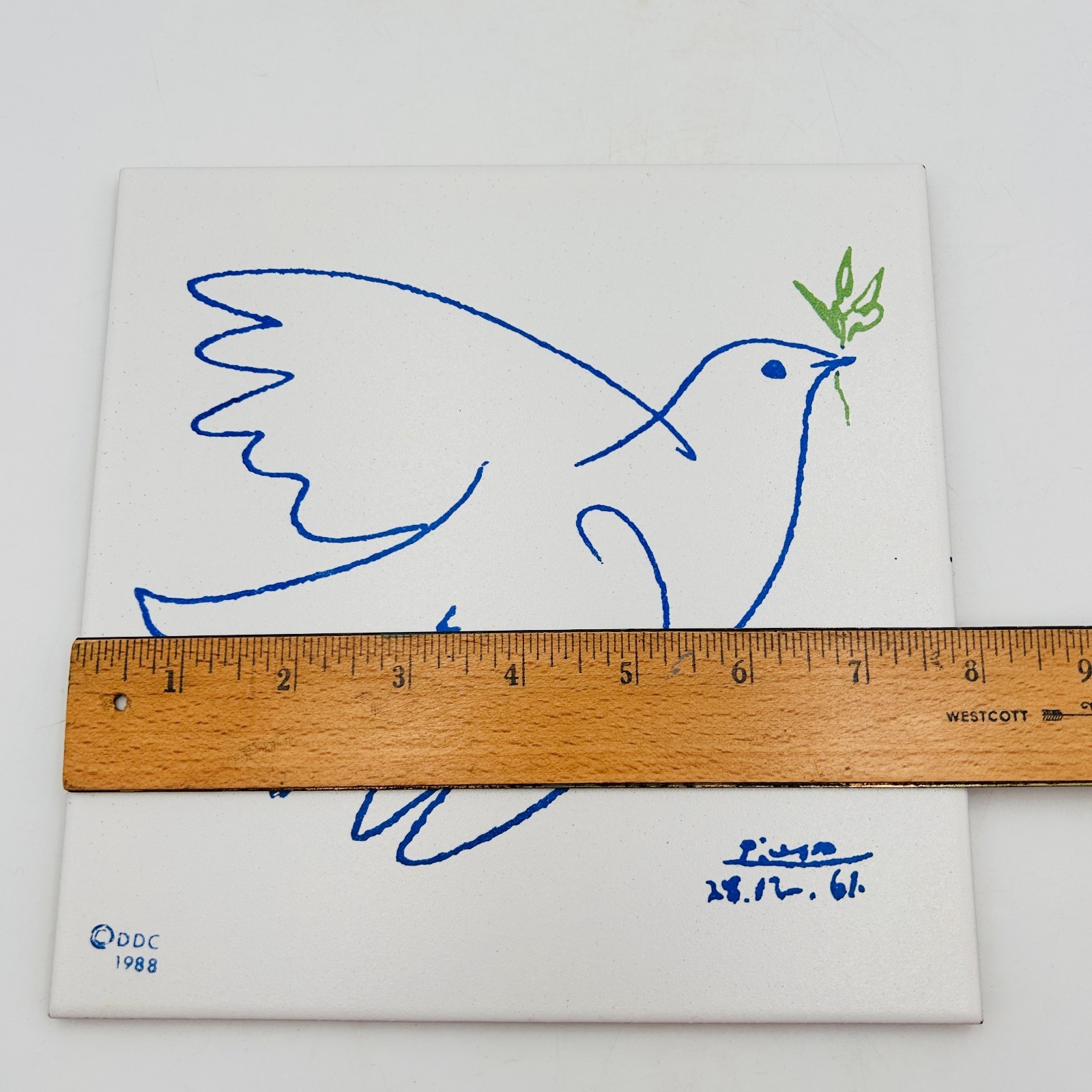 Picasso Peace Dove Ceramic Tile Gres Monococcion Zirconio Spain 8 inch Square