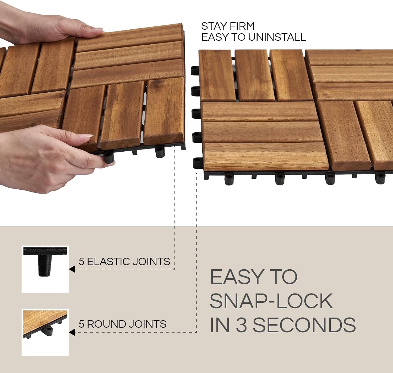 Stylish Golden Teak Interlocking Deck Tiles – Perfect for Backyard Elegance