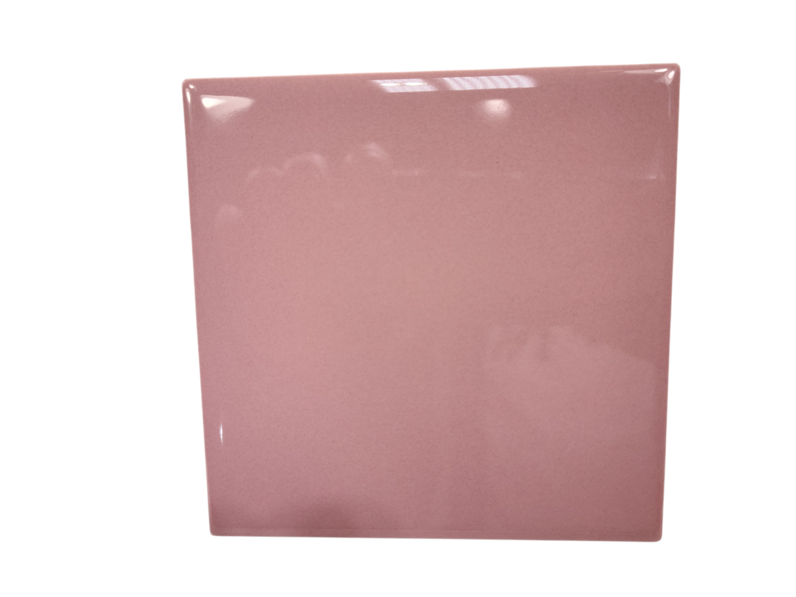Carnation Pink Ceramic Tile 4.25 in Subway Square Mid Century Modern