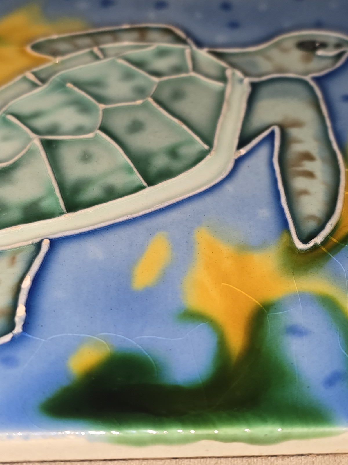 Sea Turtle Ceramic Tile Handpainted Tropical Sealife Beach 4” X 4” Beach