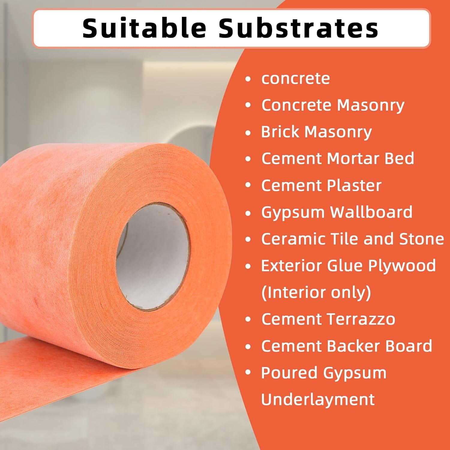 Professional Waterproof Membrane for Shower,5In x 100Ft(42 Sq Ft), Superior Wate