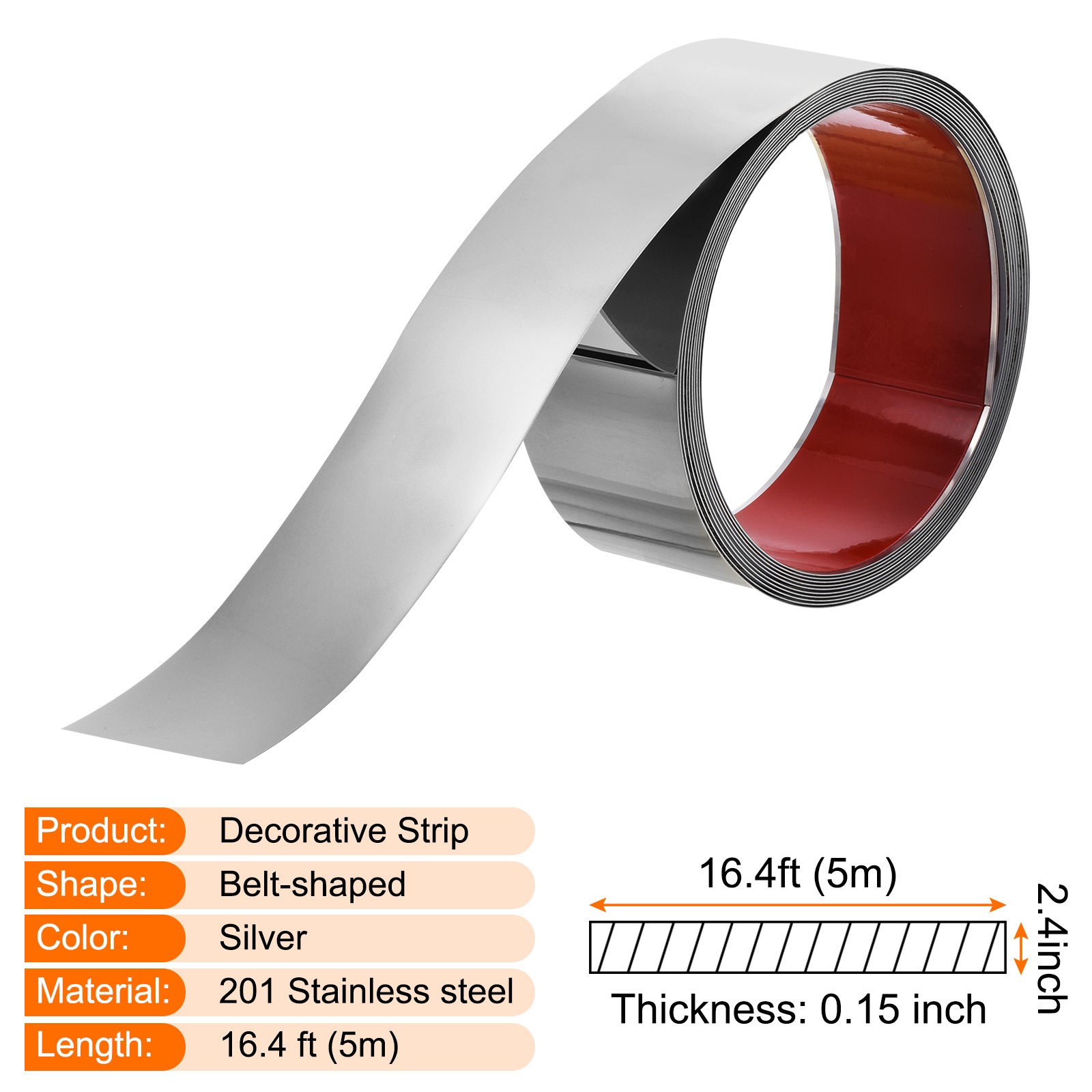Flexible Molding Trim 16.4Ft x 2.4″ Self Adhesive Wall Molding Trim Silver