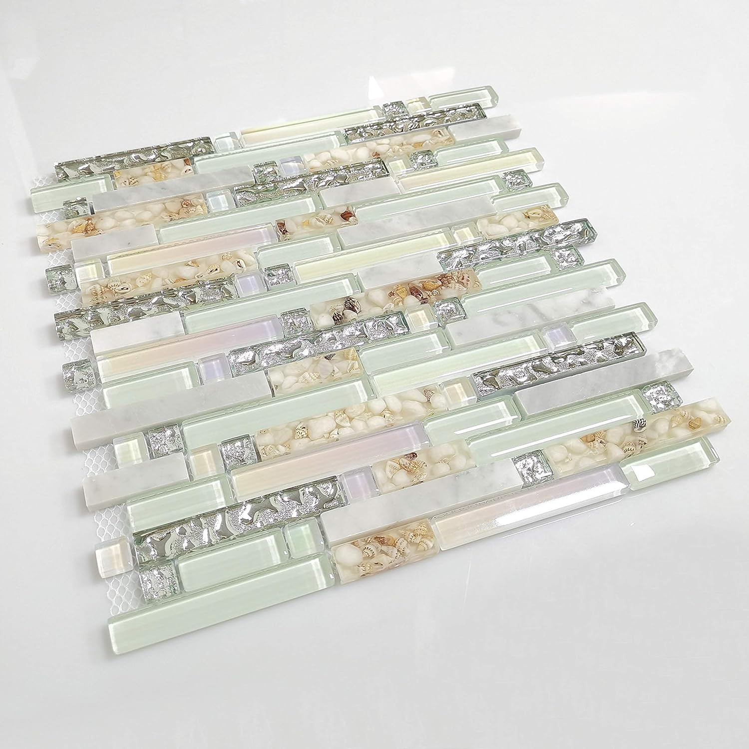 Iridescent Beach Style Mosaic Tile Set – 11 Art Deco Sheets