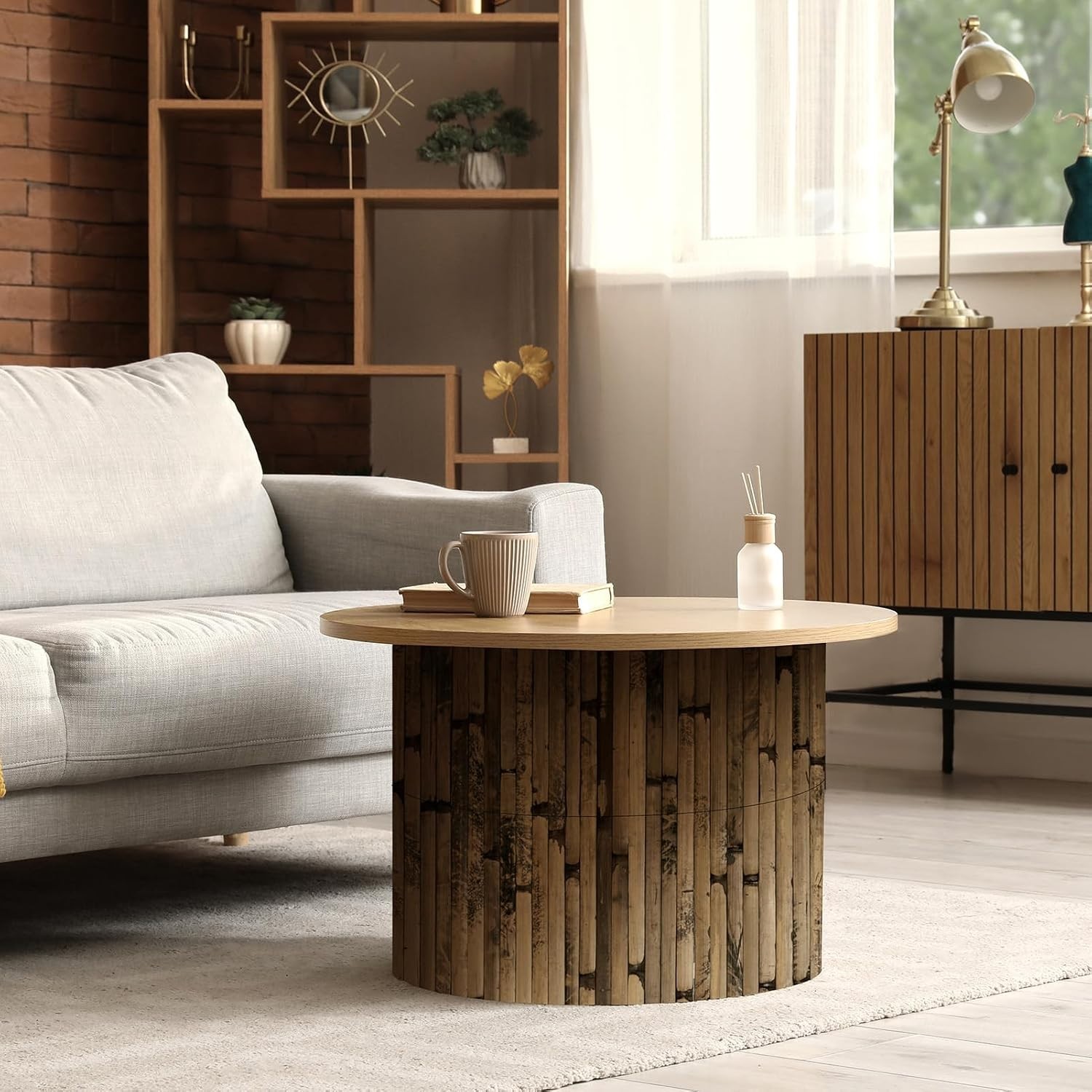 Natural Bamboo Wall Panel for Interior Wall Decor, Renewable Pole Wrap Wainsc…