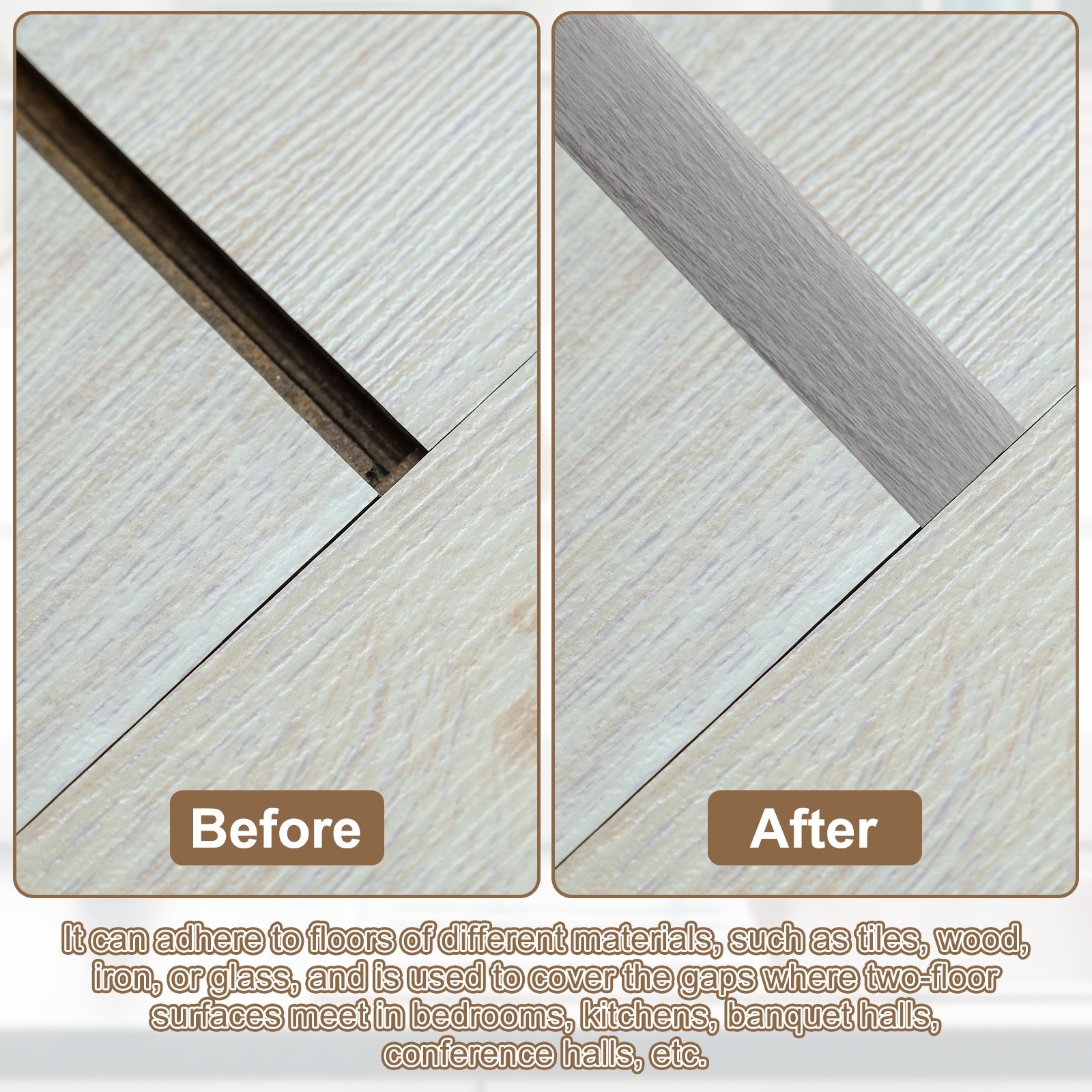 Floor Transition Strips, 3.28 Ftx1.57″ PVC Edging Trim, Dark Gray