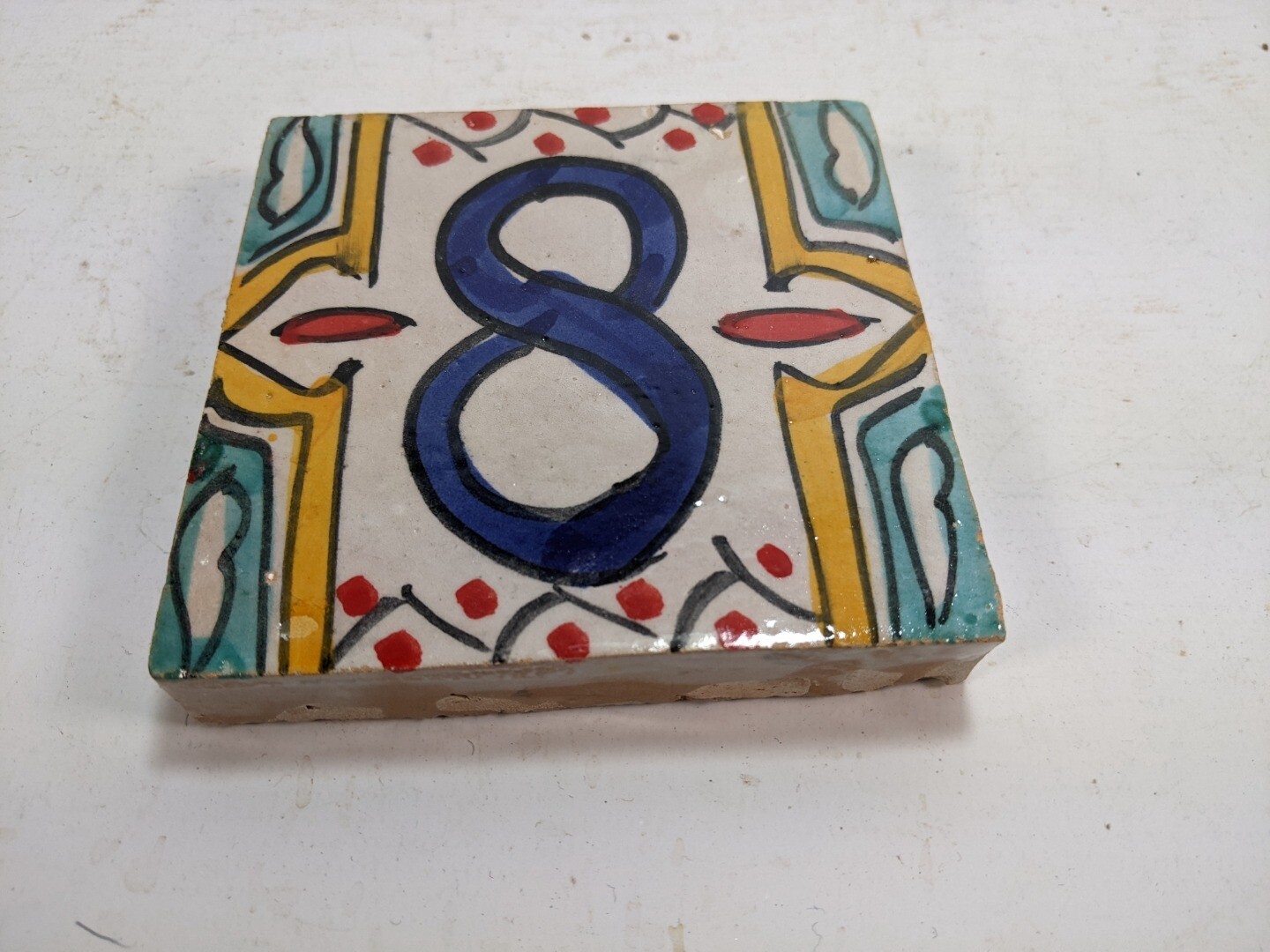 Moroccan Zellige House Number Tiles Number 8 Eight 10cm/4 Inches