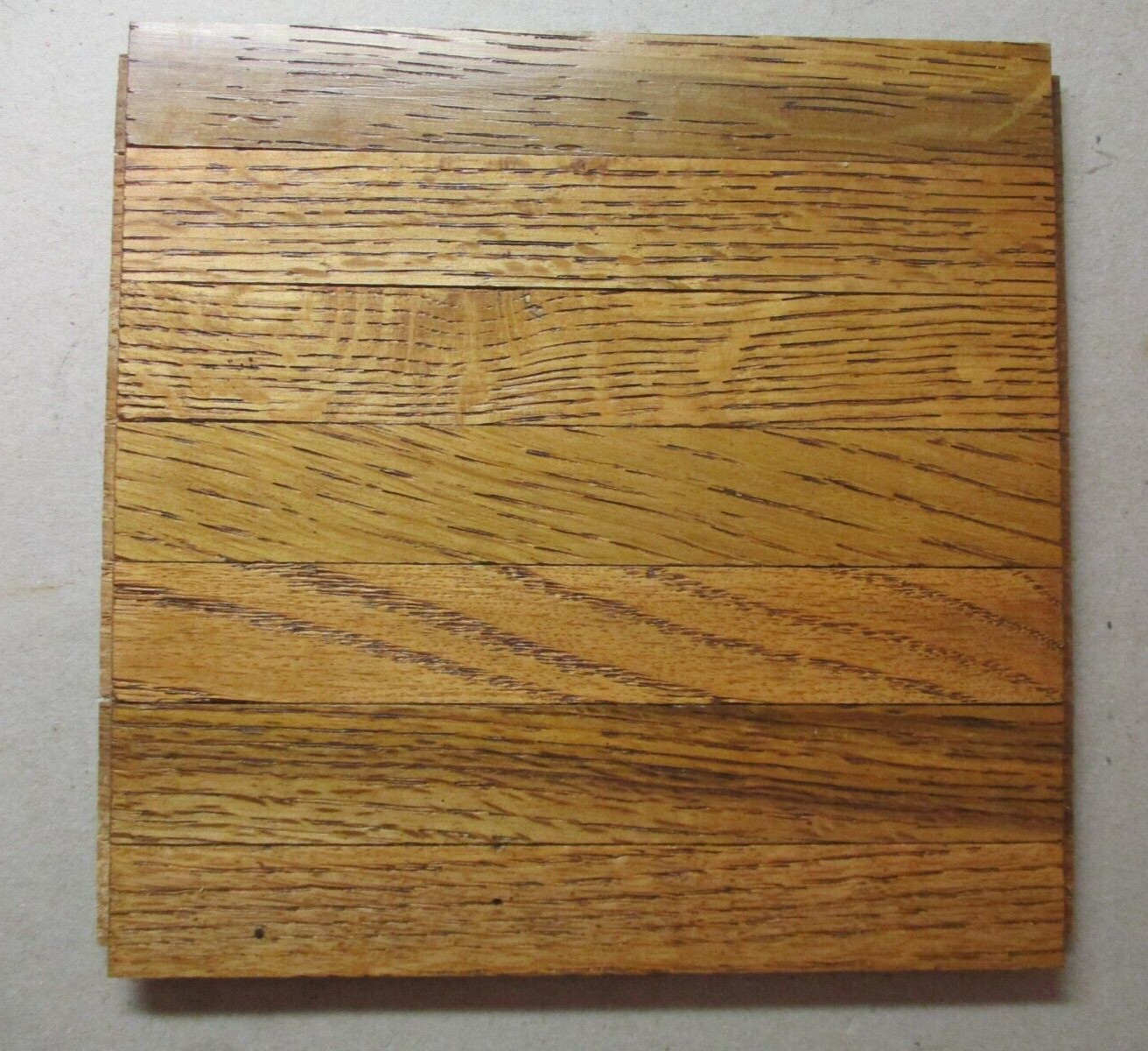 (1) 6″x6″ Color Tile USA 1970 Honey Rustic Waxed Oak Wood Parquet 7 Finger Strip