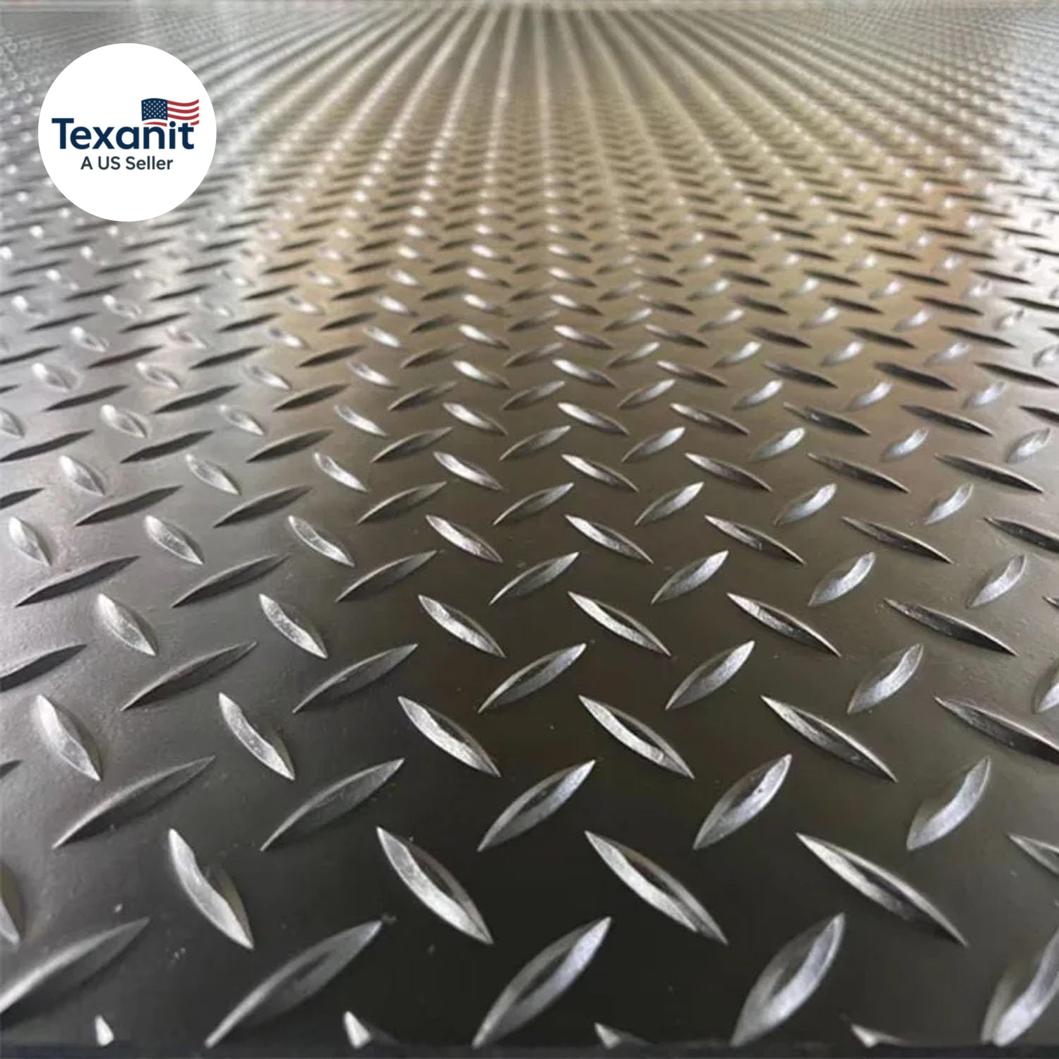 Heavy Duty Diamond-Plate Rubber Flooring Roll 4X6 FT, Multi-Purpose Waterproof A