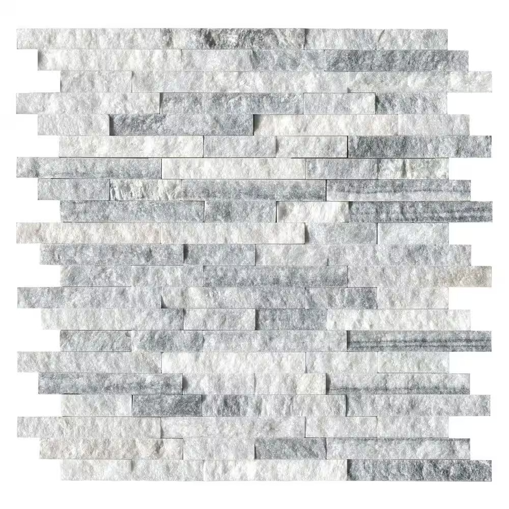 Alaska Gray Split Face 12 In. X 12 In. Splitface Marble Wall Tile (1 Sq. Ft. / E