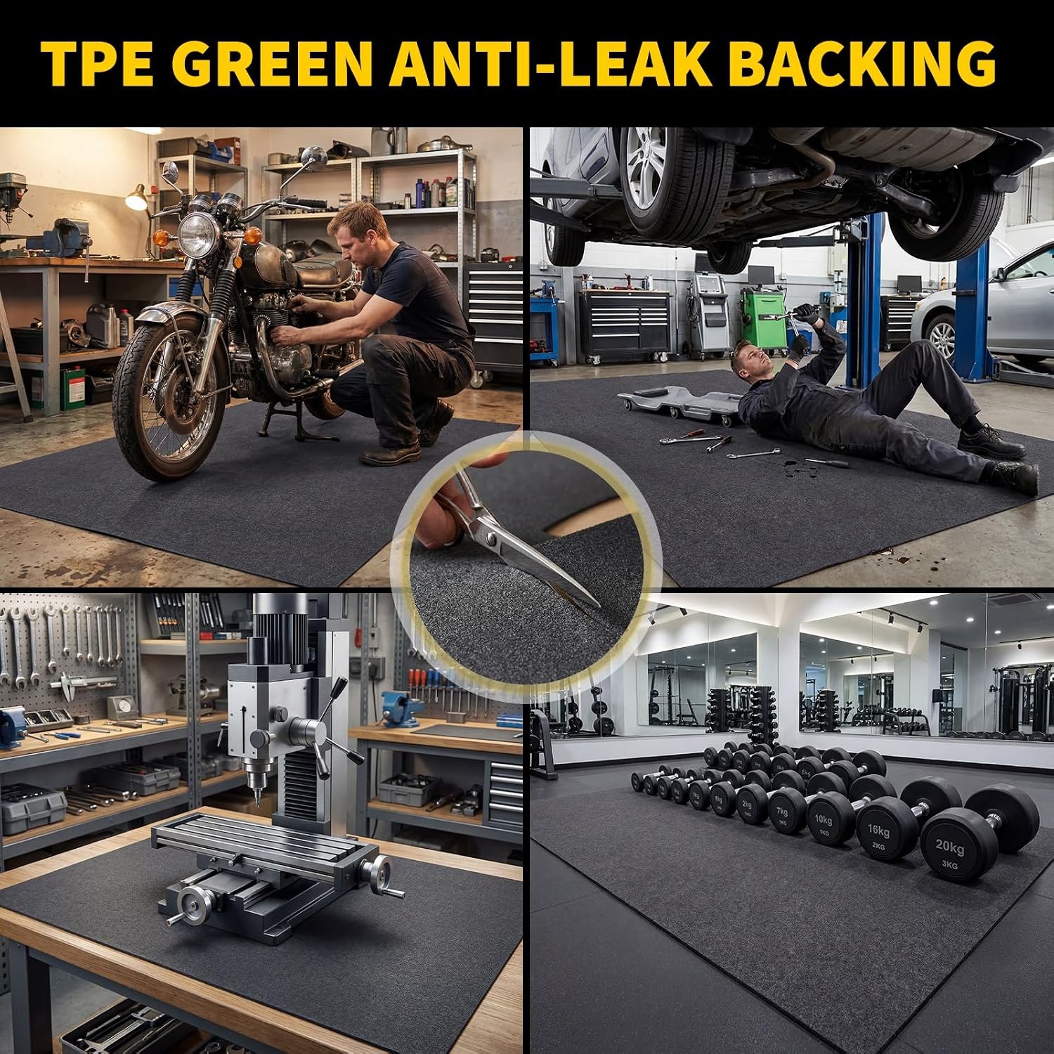 6.6×8.5/7.4×17/7.5×20′ Garage Floor Mat, 4mm Thickened Non-Slip Flooring Roll