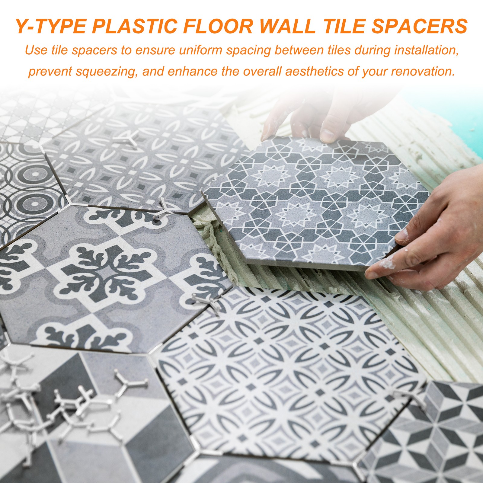 For 3/32″ 2.5mm Spacers Tiles, 300 Pcs Y Plastic, White