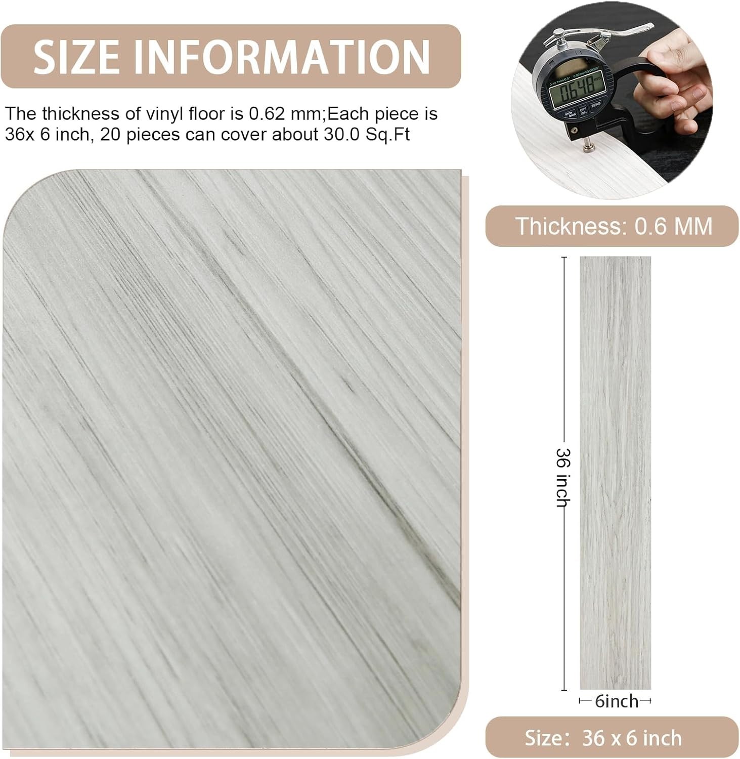 20-Pack 30 Sq.Ft Peel and Stick Floor Tile, Vinyl Plank Flooring, Natural Woo…
