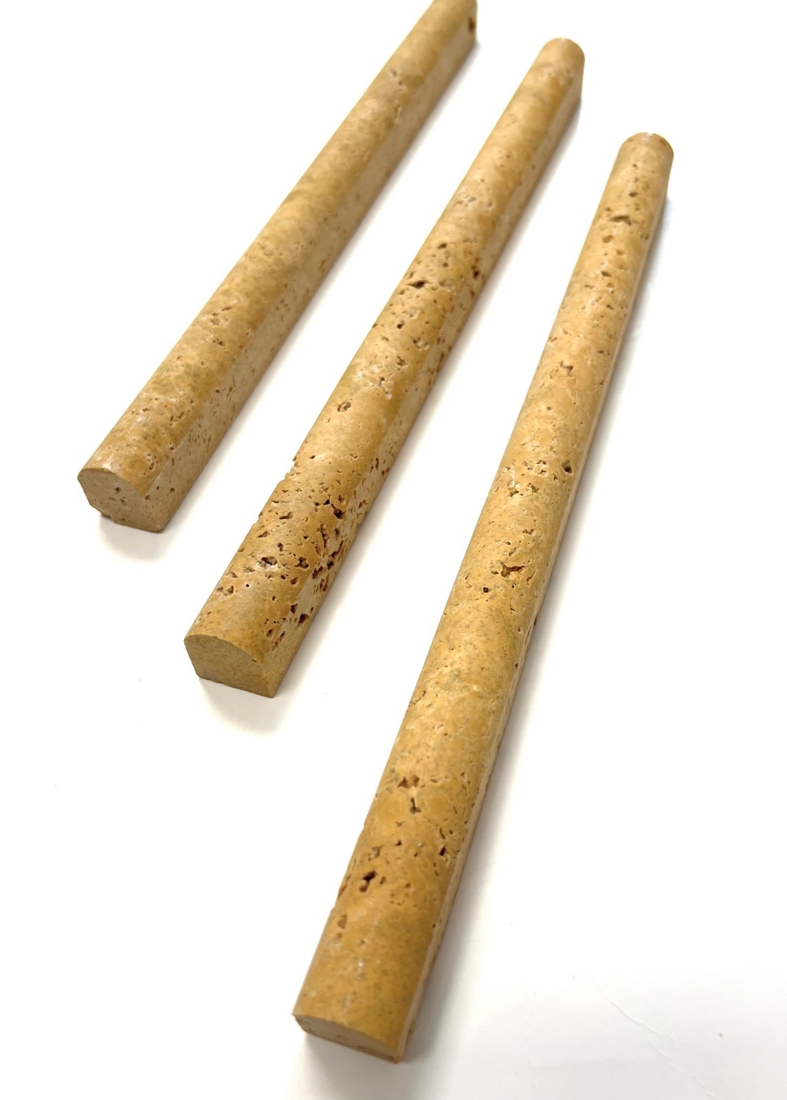 3/4″X12″ Gold Travertine ChairRail Pencil Profile Molding Trim Tile (BOX OF 10)