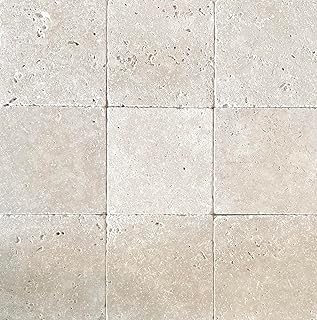6×6 Light Travertine Tumbled Antiqued Tile Natural Stone (4 Piece Pack)
