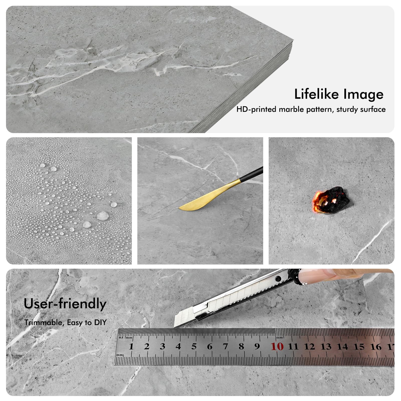 20-Pack 12″x12″ Marble Peel and Stick Floor Tiles Waterproof Self Adhesive Vi…