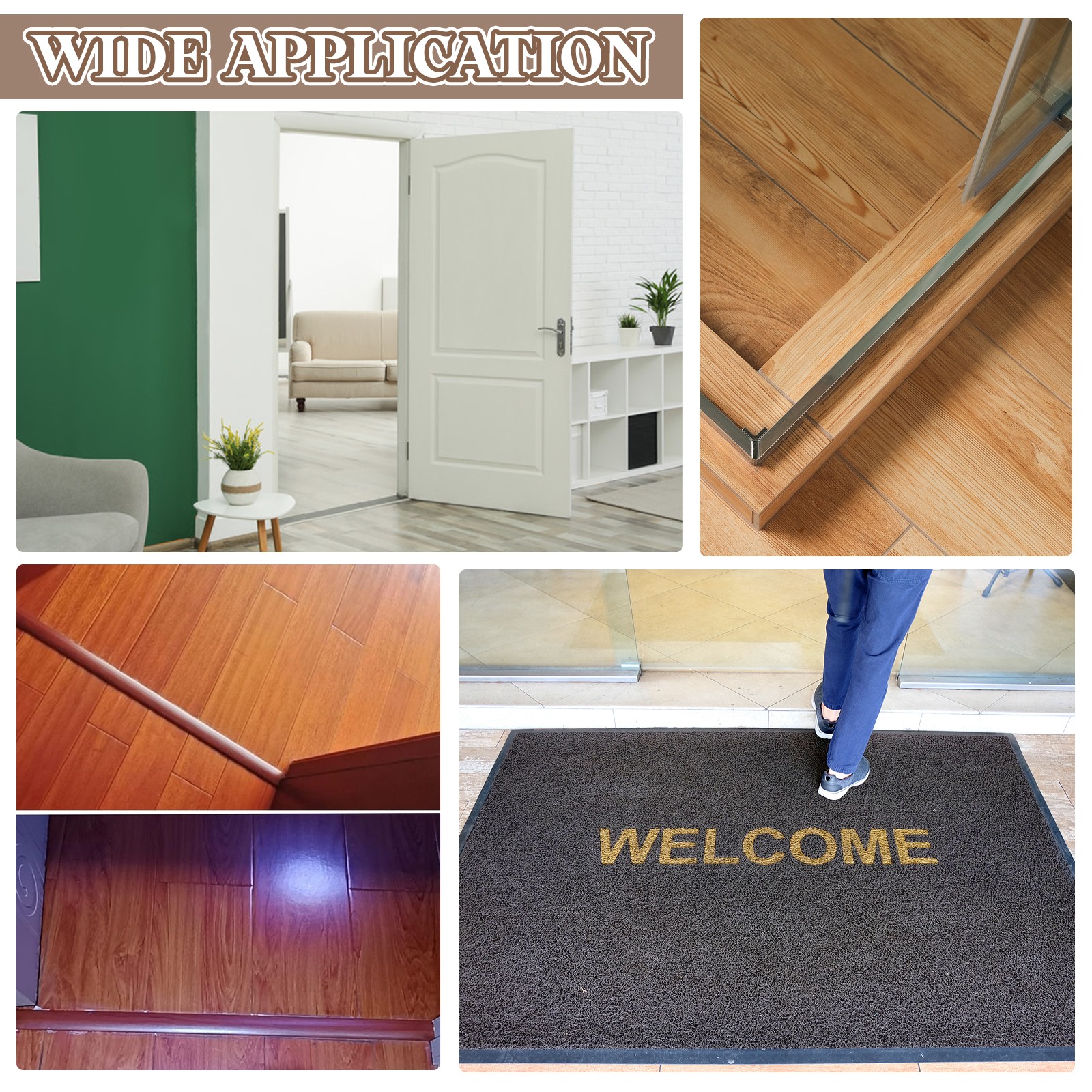 3.28Ft x 2.8″ x 0.71″ Floor Transition Strip, Dark Brown Wood Grain