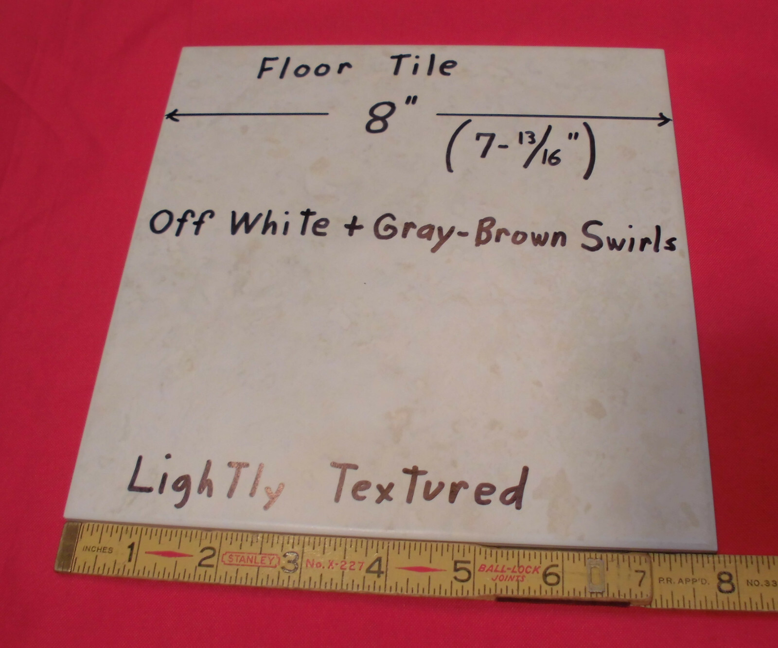 1 pc. 8″ X 8″ *Off White + Gray-Brown Swirls; Ceramic-Porcelain Floor Tile NEW