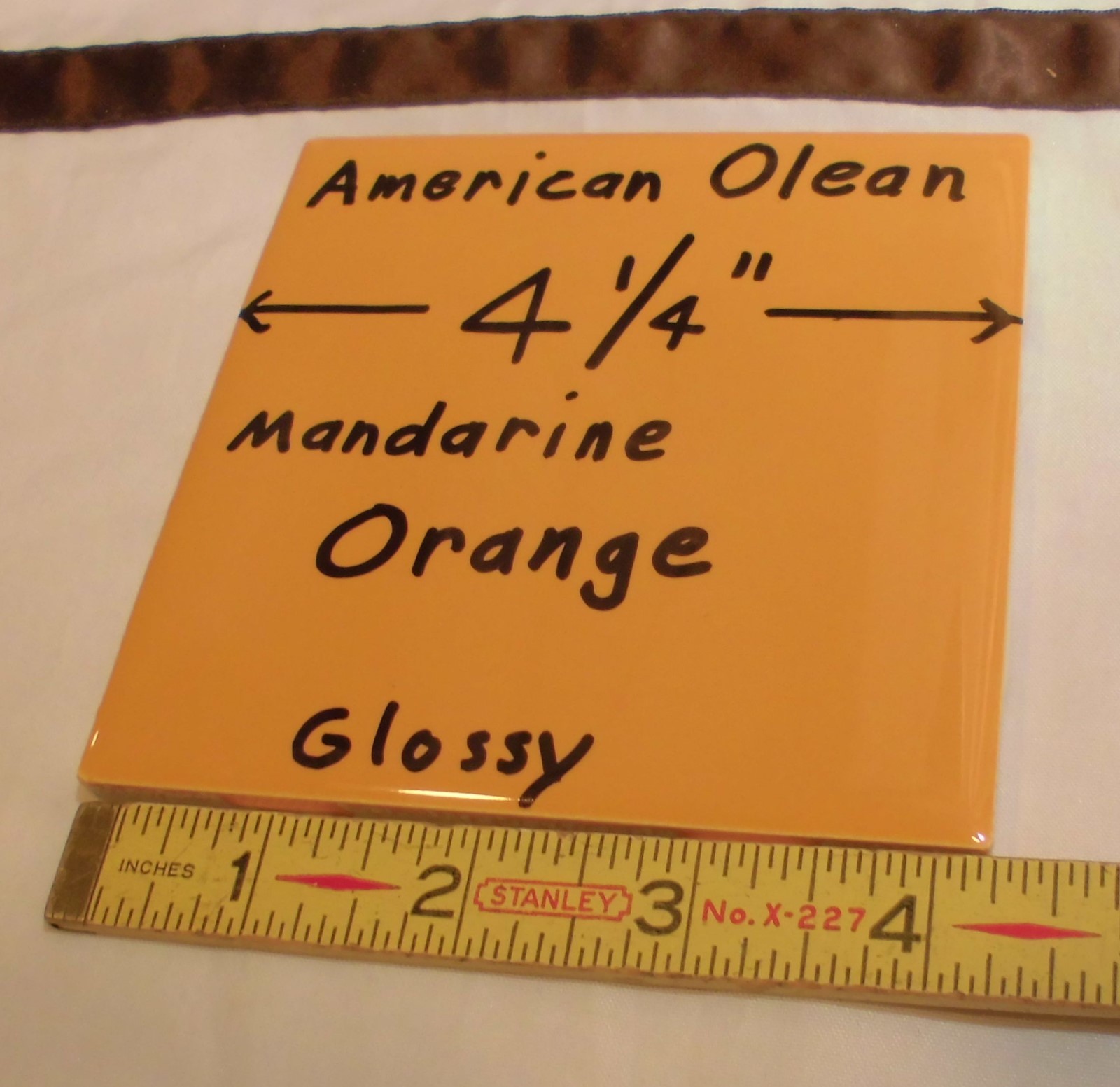 1 pc. Glossy Ceramic Tile *Orange* by American Olean 4-1/4″ Brilliant Color, New